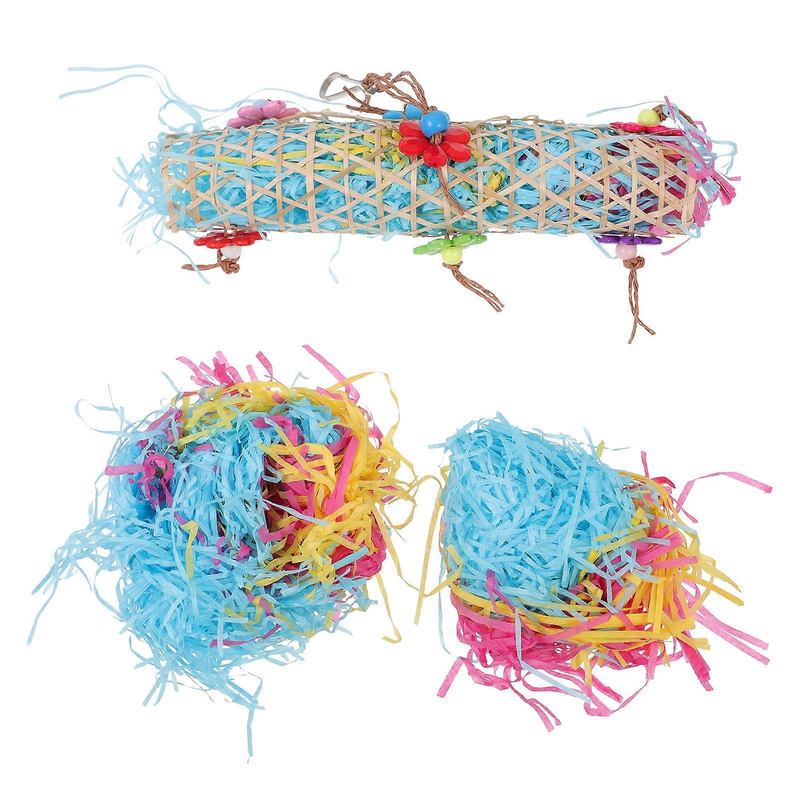 Here's a polished and engaging product description based on the keywords you provided:
**Colorful Parrot Chewing Set – Durable Foraging Toy for