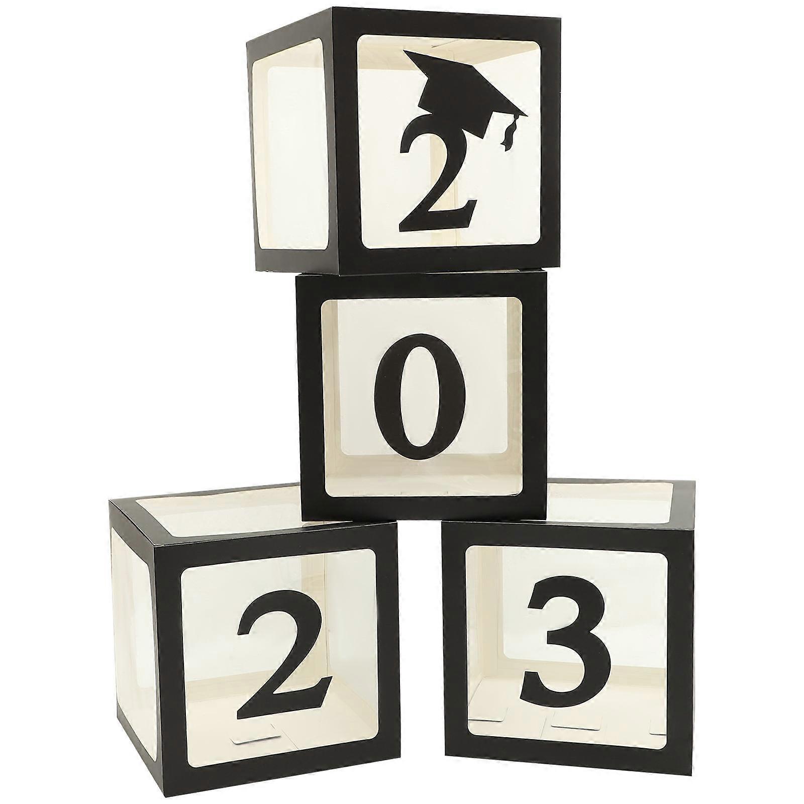 Graduation Balloon Boxes Graduates 30X30X30CM Black 4Pcs