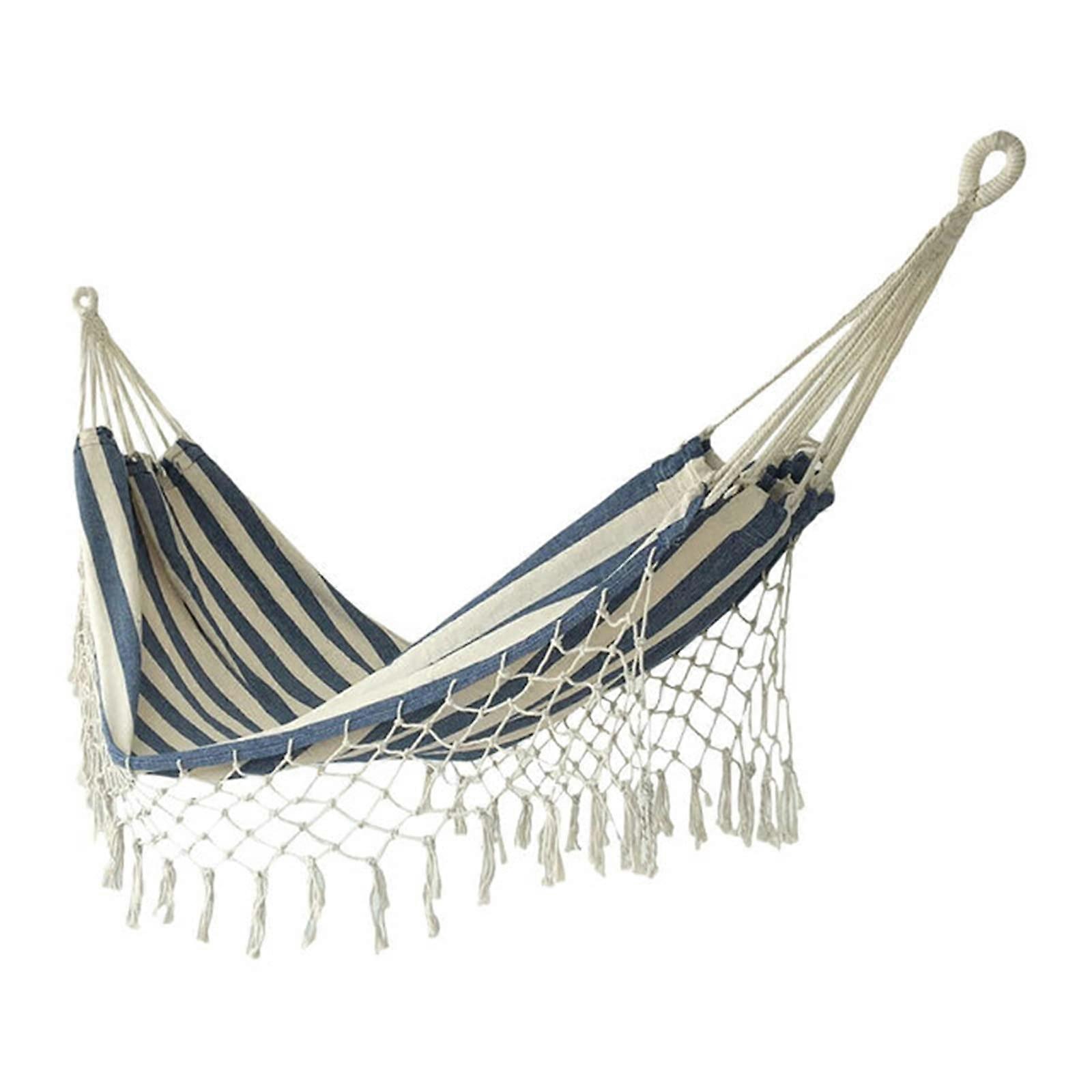 Camping Hammock Hammock with tassels made of sailcloth for indoors and outdoors, Camping, Outdoor for Outdoor Garden 200x100cm Blue