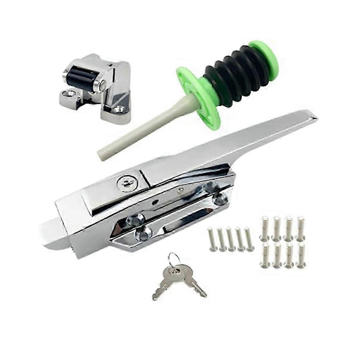 Cooler Door Latch Kit, Safety Freezer Door Latch Handle Set, with Adjustable Offset Strike and Inside Release and Keys