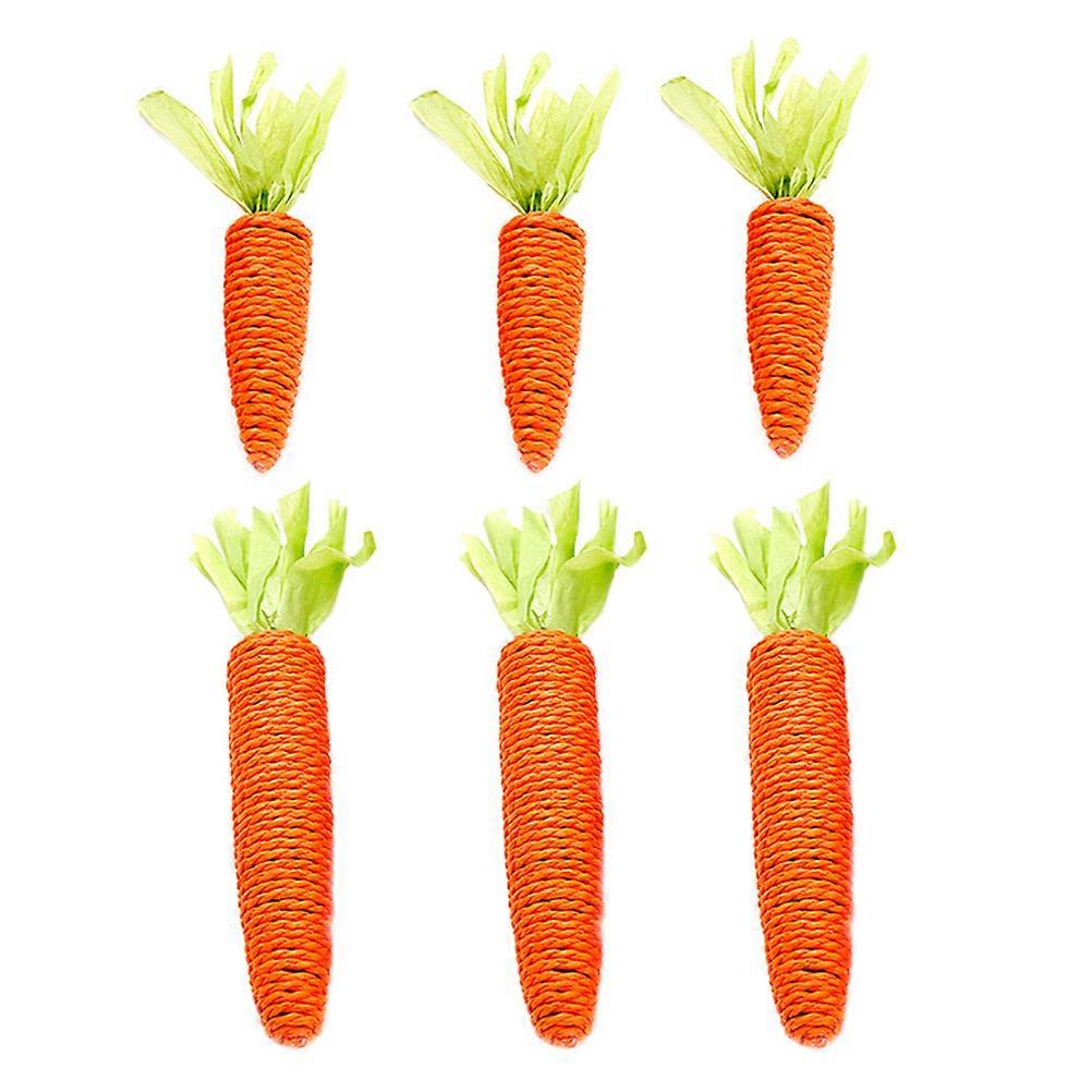 Cat Bite Toy Carrot Shape Scratch Small Pets Orange 6Pcs