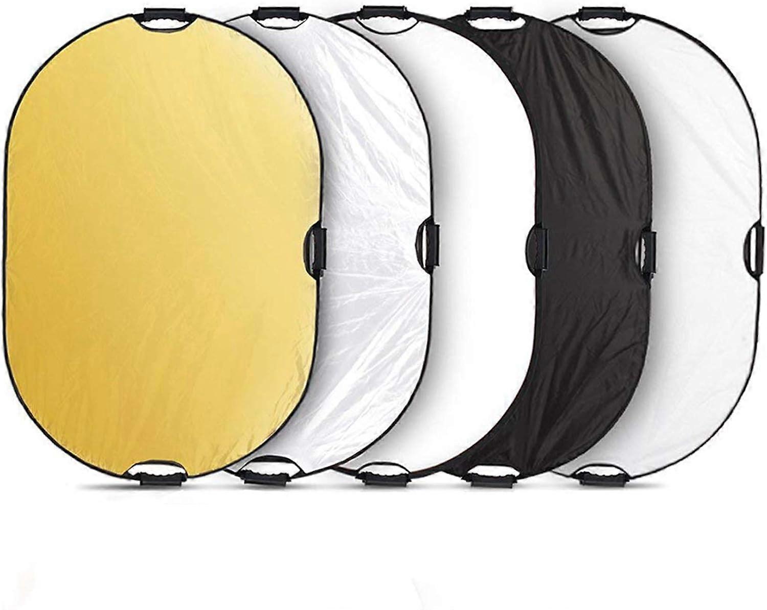 Foldable 5-in-1 80x120cm oval reflector for photography, portable multi-disc reflector.