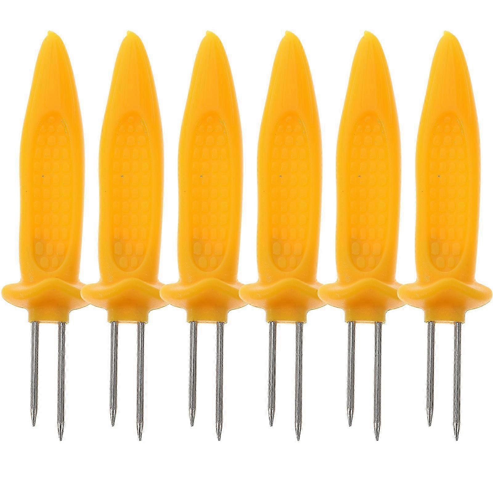 12 Pcs Stainless Steel Set Cob Holders Toothpicks Meat Fork Skewer Grilling Fork Skewer