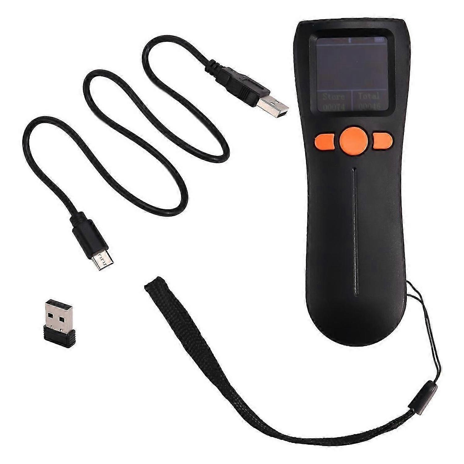Portable Mini Bluetooth Scanner 1D/2D Code Wireless Barcode Scanner with Large Screen Display Storag