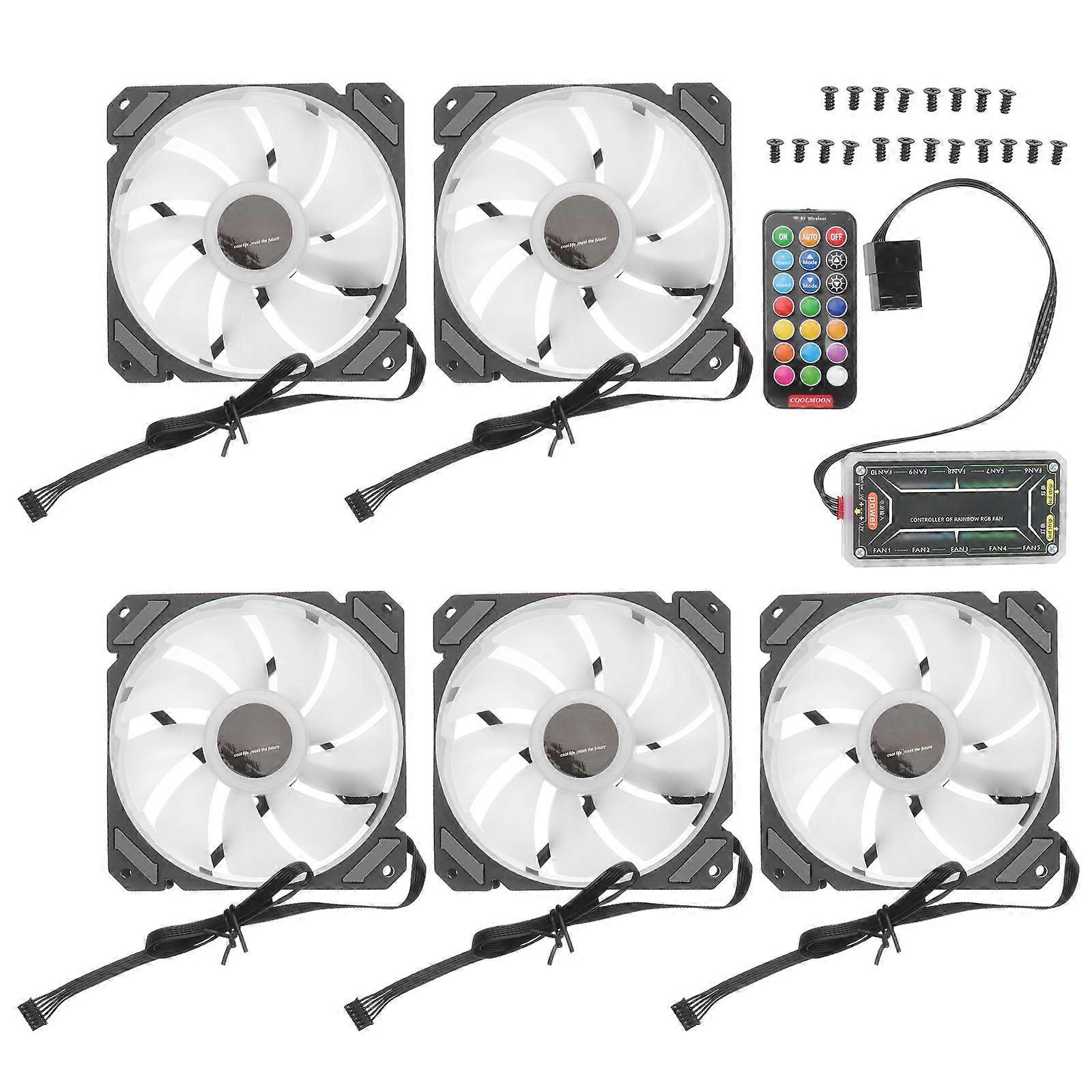 Rgb Fan Controller Pc Cooling Fan For Gaming 12x12x2.5cm Assorted Color Energy Efficient 5Pcs
