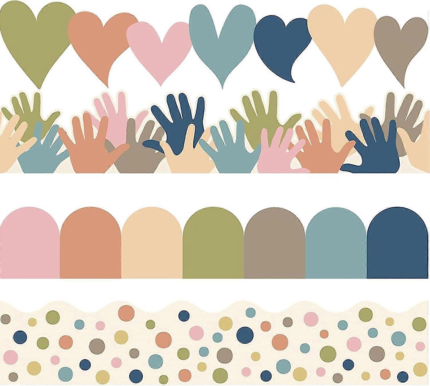 AURA Adhesive Bulletin Board Border Trim 4 Styles ，Colorful Borders ，for Bulletin Board Border Border，Trim Notice Border