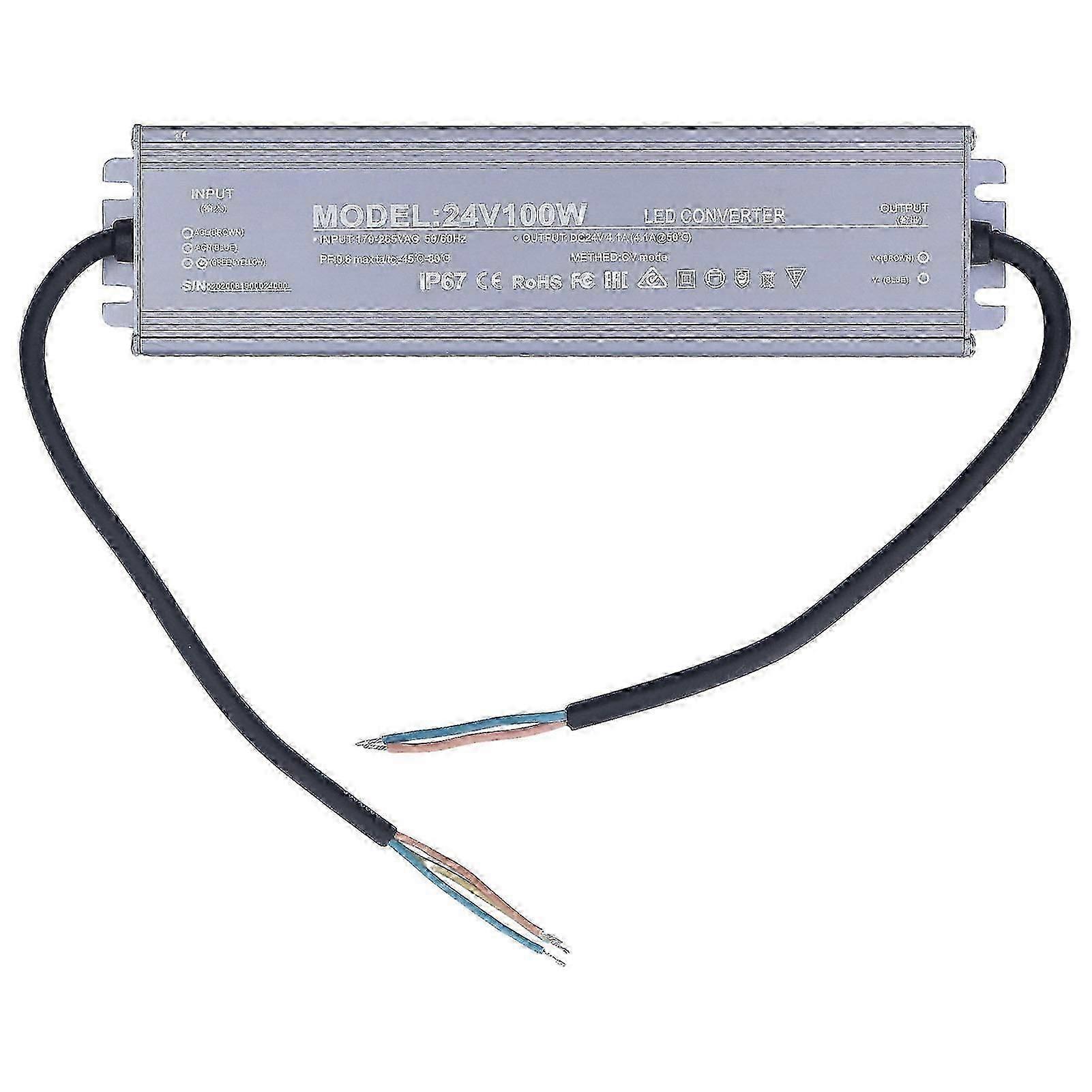 IP67 Wasserdichtes Netzteil Kupferkernkabel LED-Treibertransformator AC170265V Eingang24V 4.1A