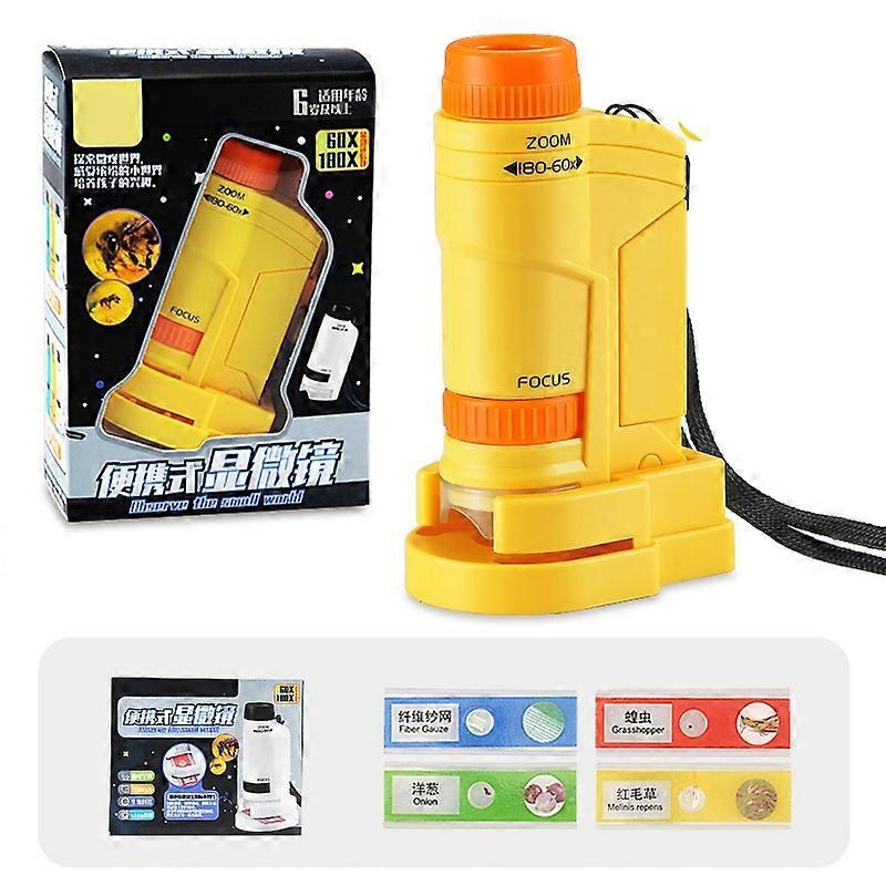60-180x Kids Science Microscope Handheld Observation Microscope with LED Light Children Educational