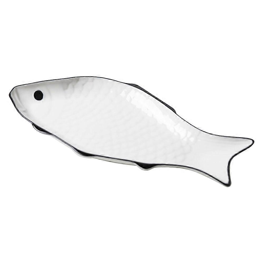 Multipurpose Fish Shaped Seasoning Plate Ceramic Steamed Home Use 35.5X17.5X2.5CM Heat Resistant 1 Piece