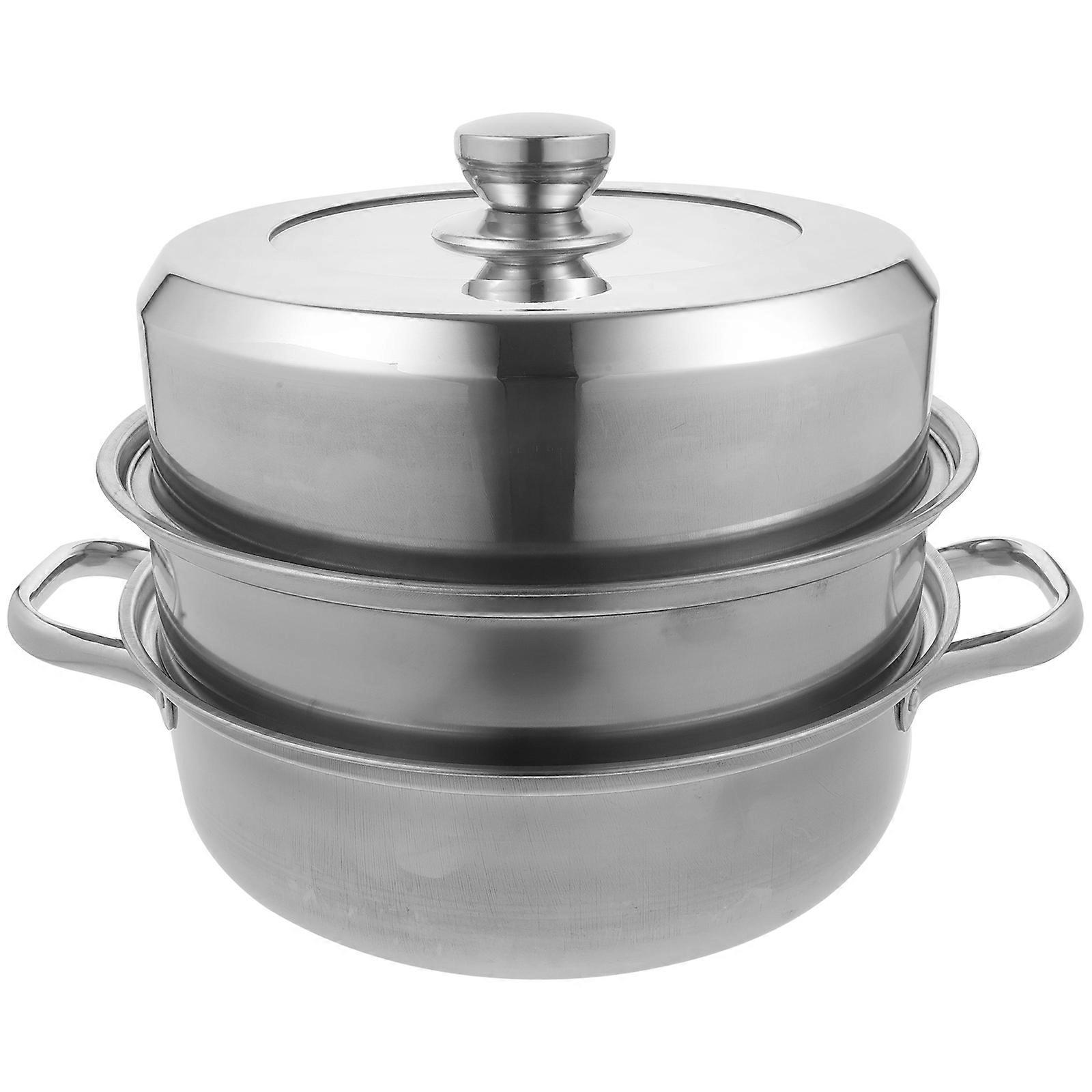 Stainless Steel Double Layer Steam Pot Multifunctional Home Steamer for Dumplings Vegetables Soup Induction Gas Stove Compatible