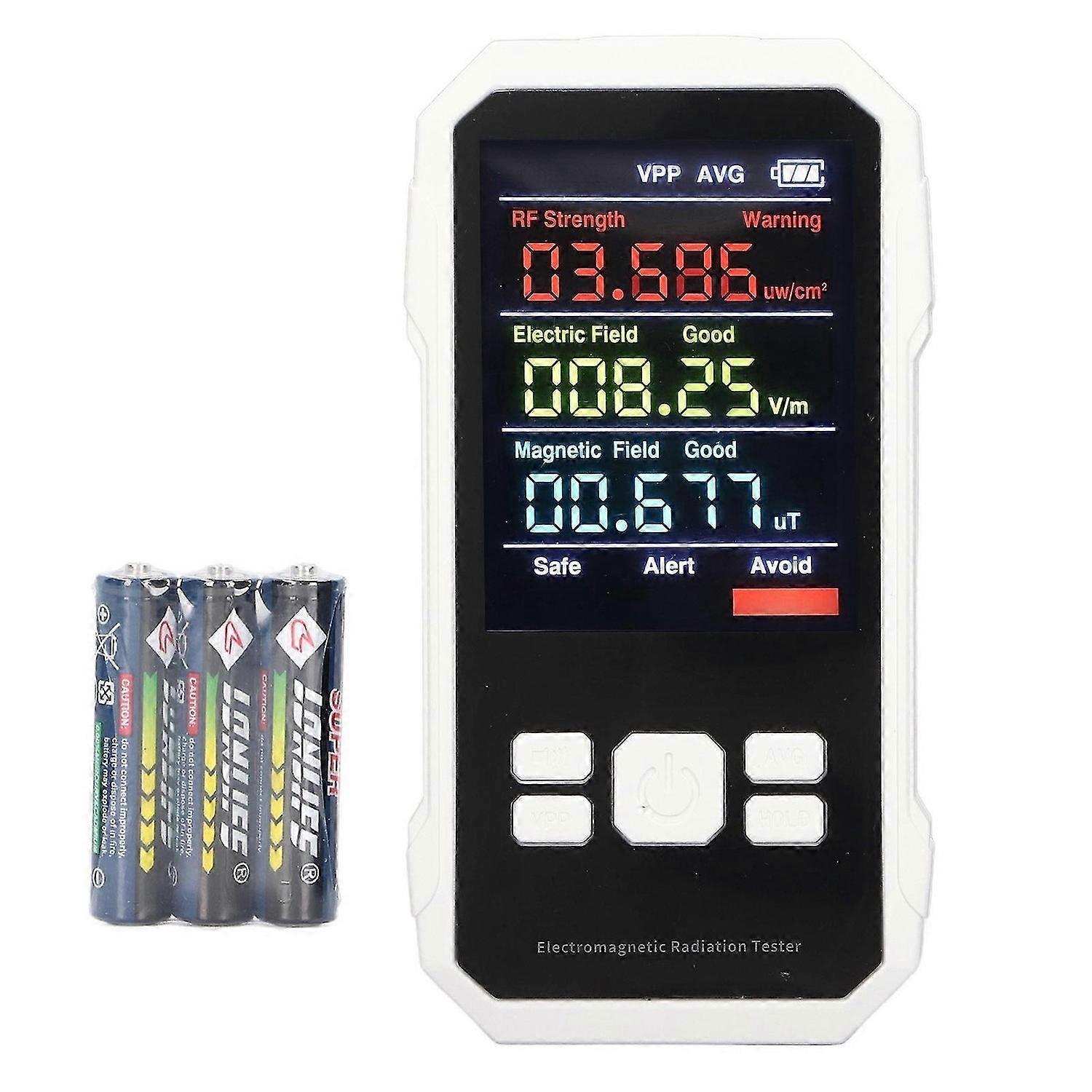 Electromagnetic Radiation Tester with Battery Handheld Digital High Frequency Radiation Detector White