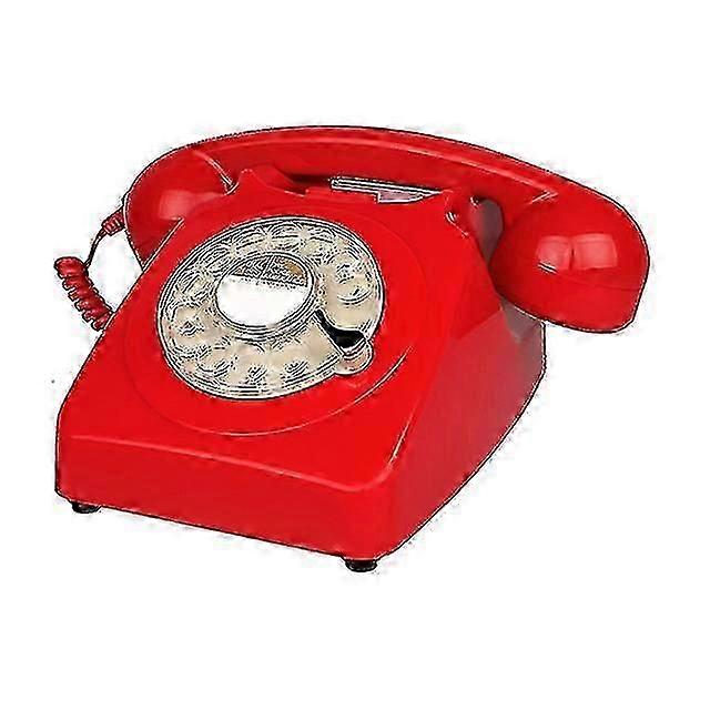 Rotary dial telephone retro old fashioned landline phones classic corded phone with metal bell and redial function home decor - KC