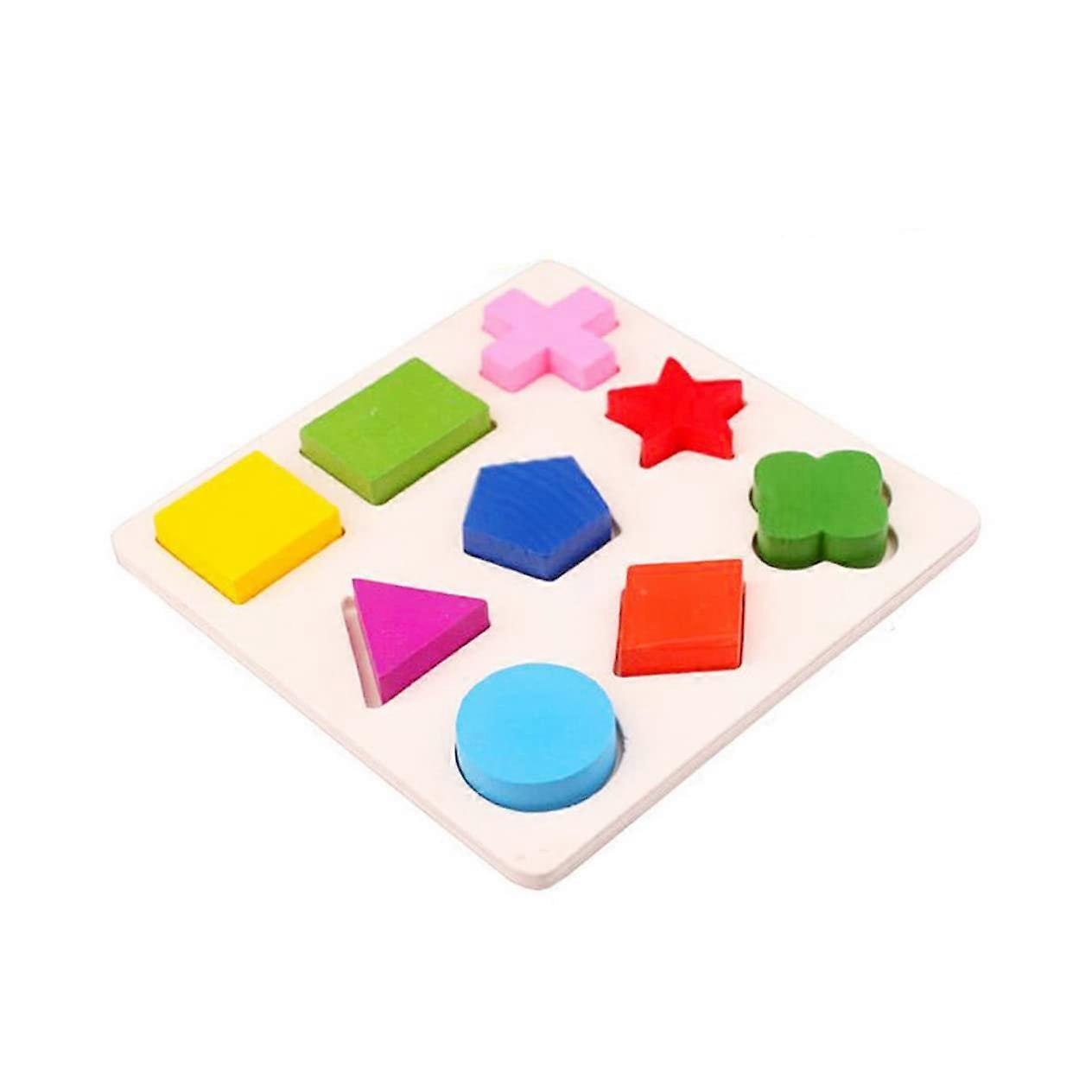 Wooden Puzzle Two-Piece Set, Geometric Shapes, Shape Sorting, Early Learning Toy, Safe Materials