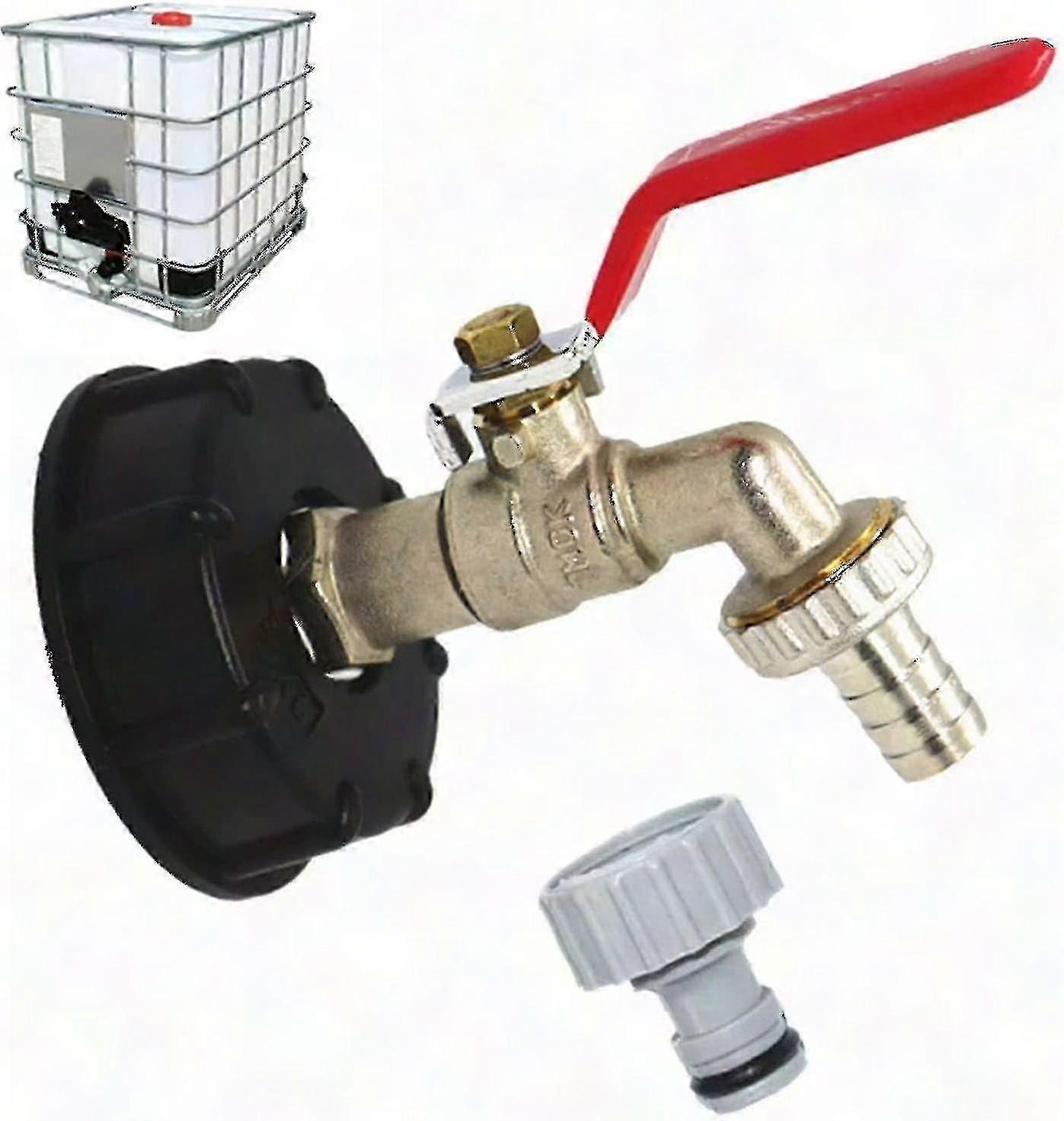 1/2" Hose Compatible IBC Tank Tap Connector, 1000L Drain Adapter for Garden & Tank Use (1pc) S60x6 Thread Size