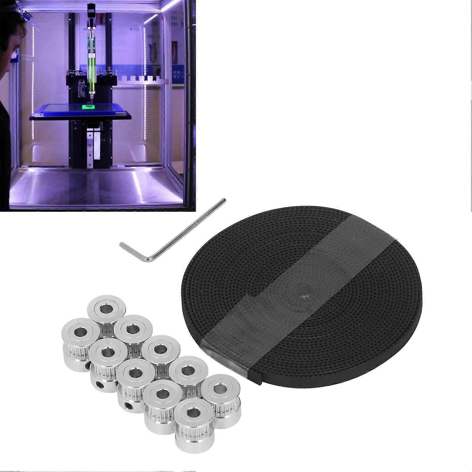 Aluminiumlegierung 20 Zähne Synchronräder Gummi 6mm Zahnriemen-Kit für CNC-3D-Drucker