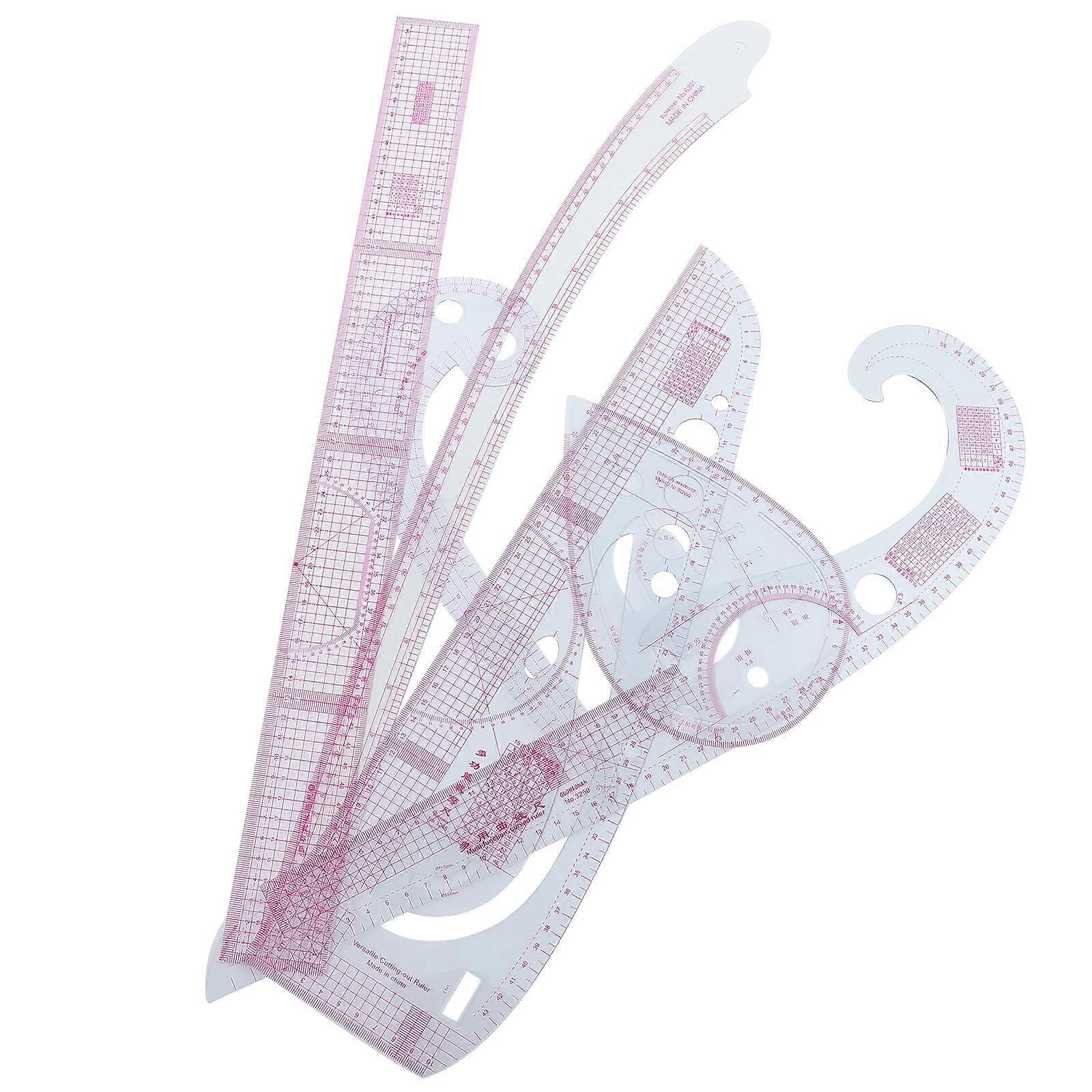 Sewing Ruler Set Multi-Function Ruler For Tailoring Beginners Accurate Measurement Plastic Material Pink 45X12X0cm 1Set