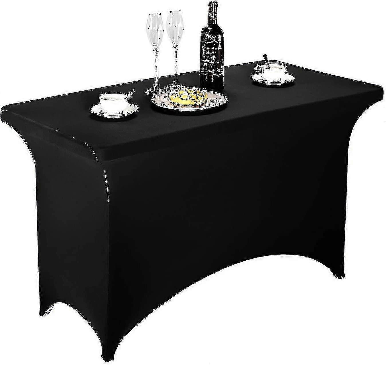 Paquete de 2 manteles elásticos ajustados de spandex Cubierta de mesa elástica de entrenamiento rectangular para banquetes6FTBlack SZRH A-J