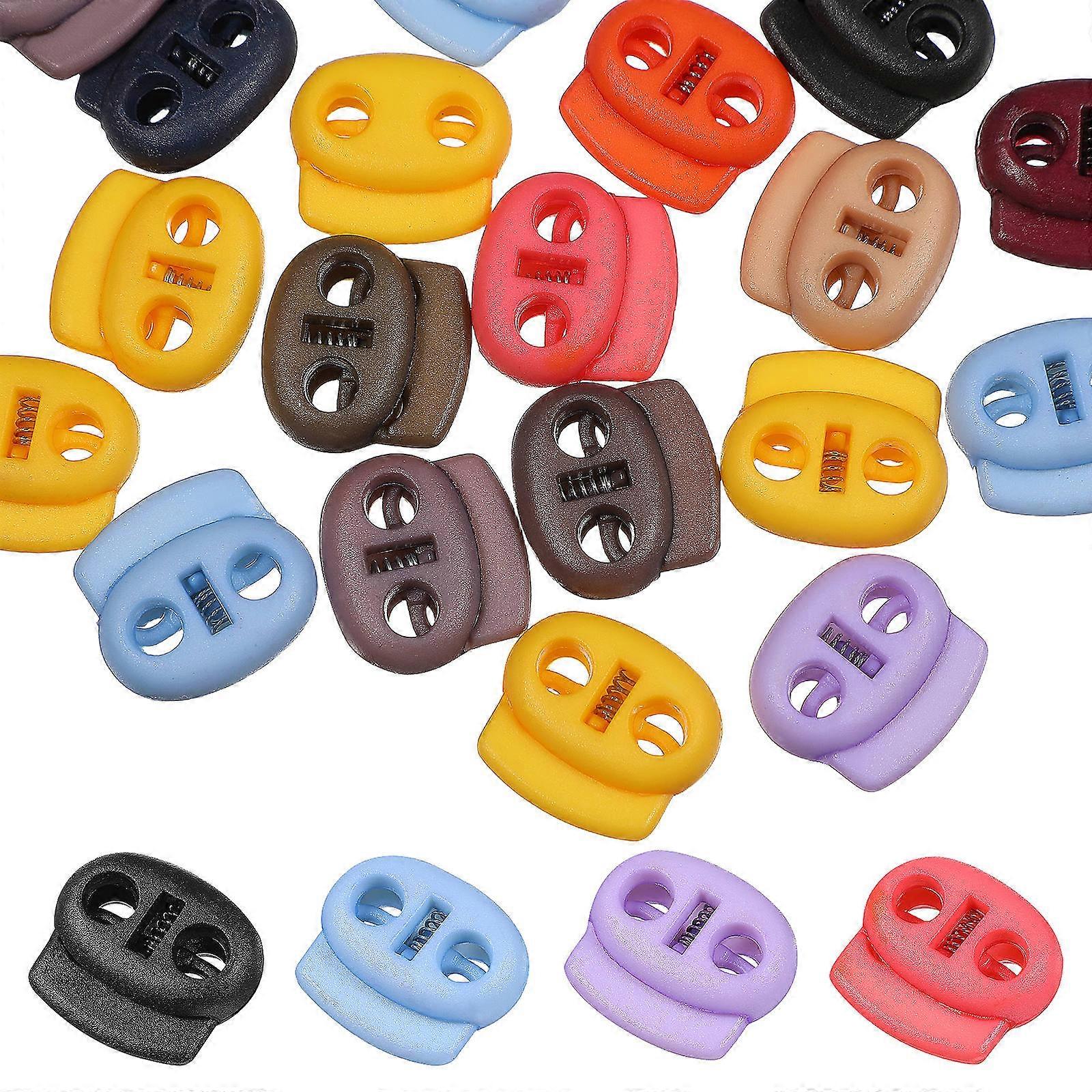 ULTNICE 25pcs Oval DIY Spring Fastener Cord Lock Toggle Stopper Buttons