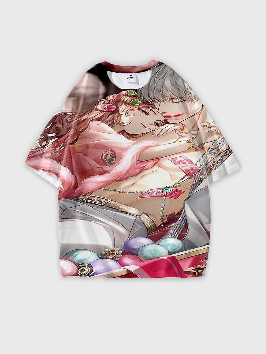 T-shirt round neck Role Pattern loose short sleeve B1034