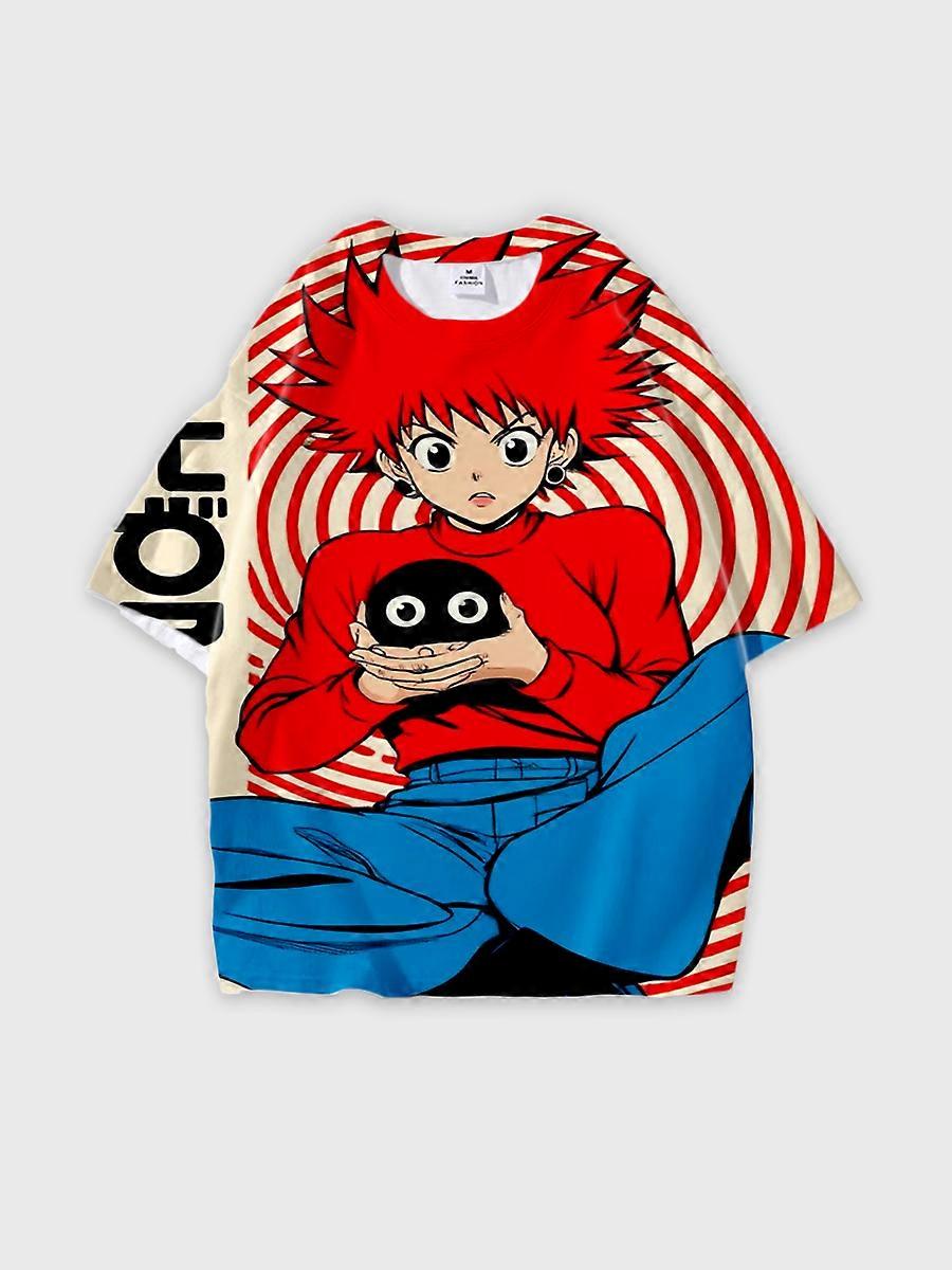 T-shirt round neck book Characters Pattern loose short sleeve B1665