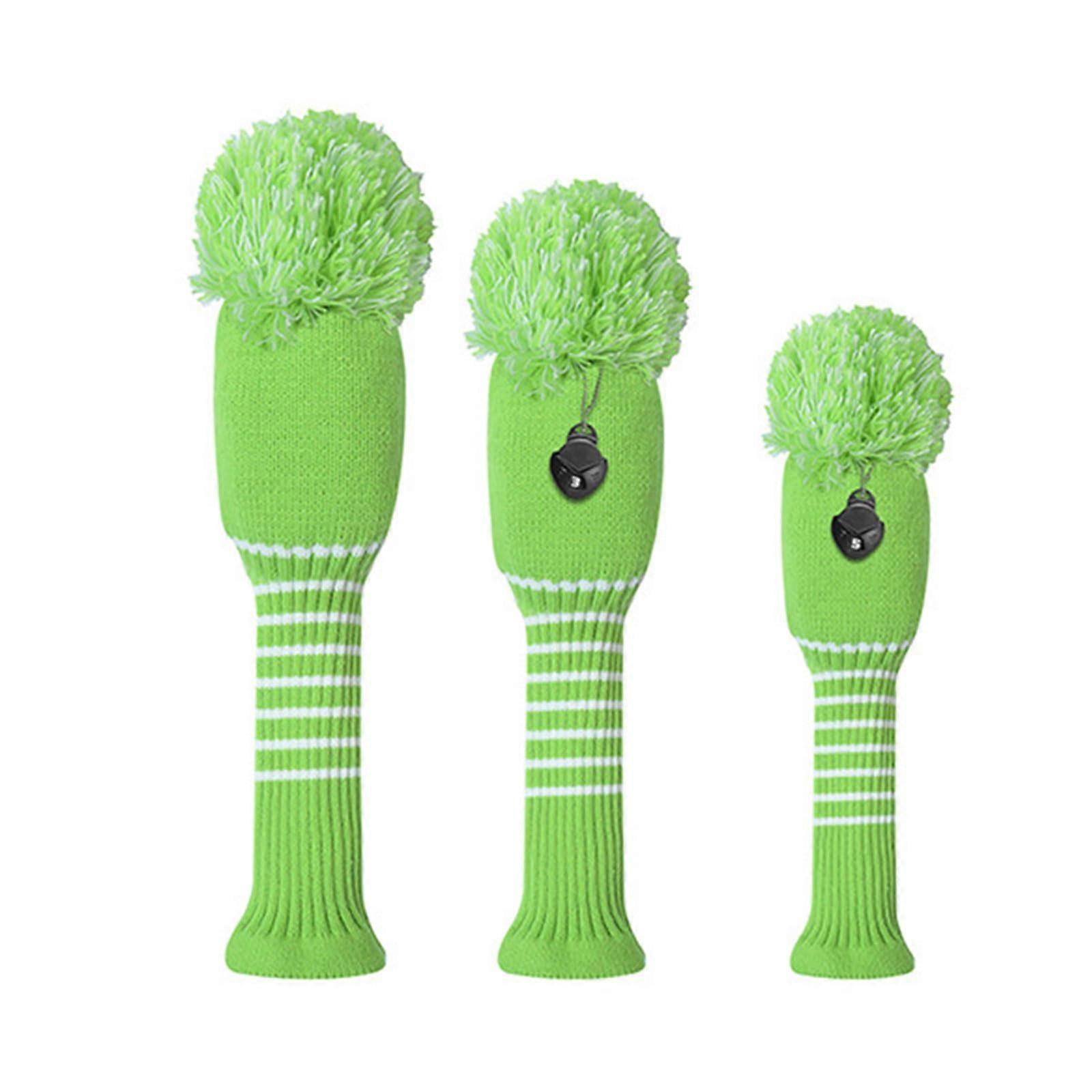 3 قطع محبوك نادي رئيس يغطي محبوك سائق غطاء رأس الخشب أغطية النادي اكسسوارات الأخضر