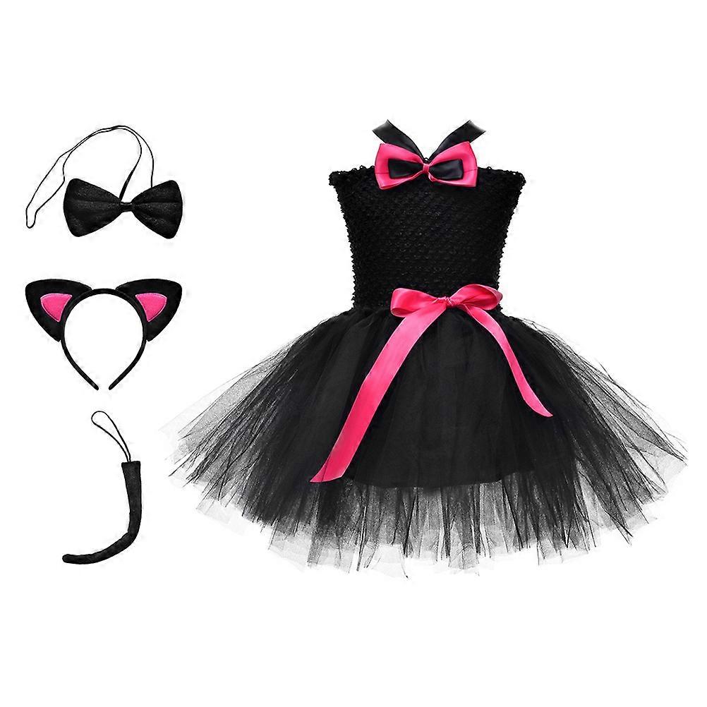 Halloween Tutu Suit For Girls Dress-Up And Performance Events With Kitten Shape Design 1 Set