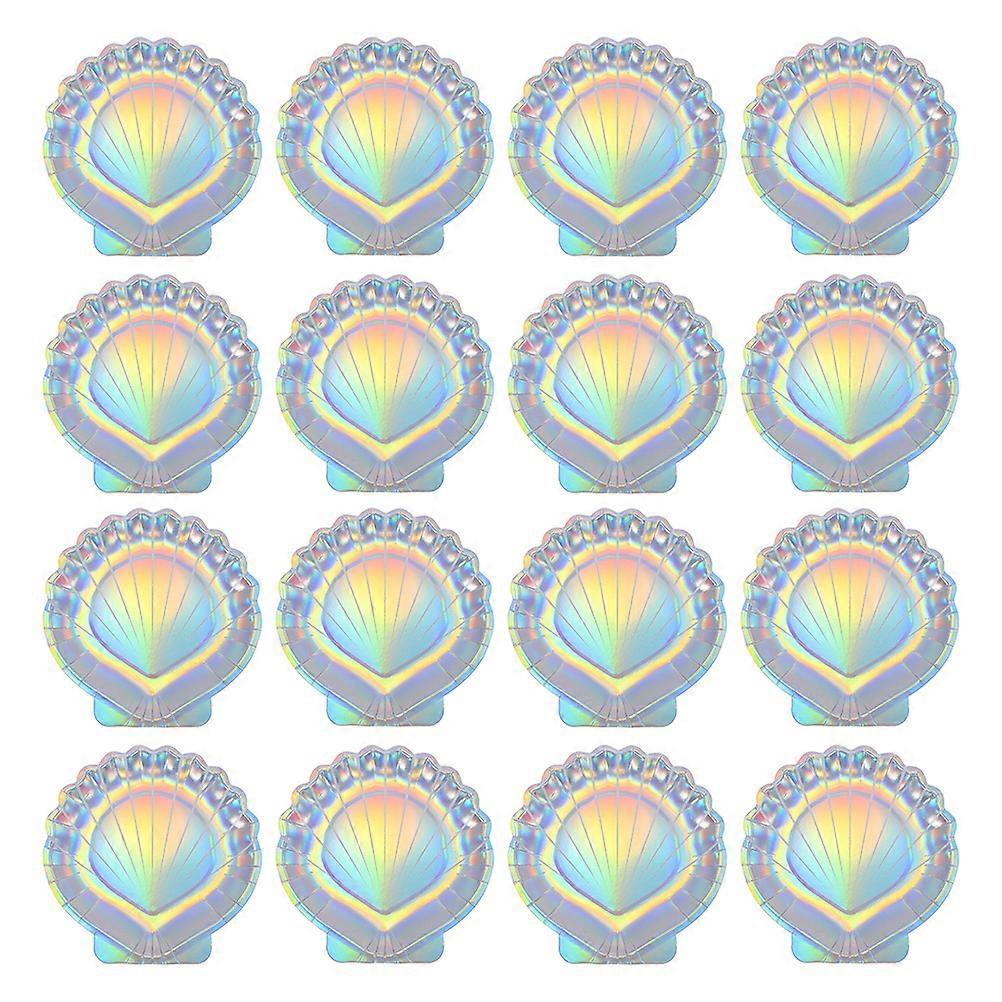 16Pcs Paper Plates Mermaid Theme for Party Dinnerware Shell Shape Tray
