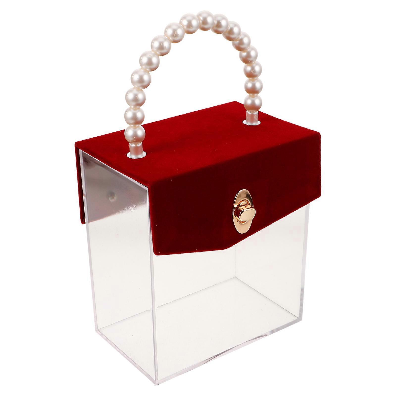Clear Acrylic Gift Box with Handle for Storage Multi Color Elegant Design Versatile Use 7.87x5.91x3.94 Inches