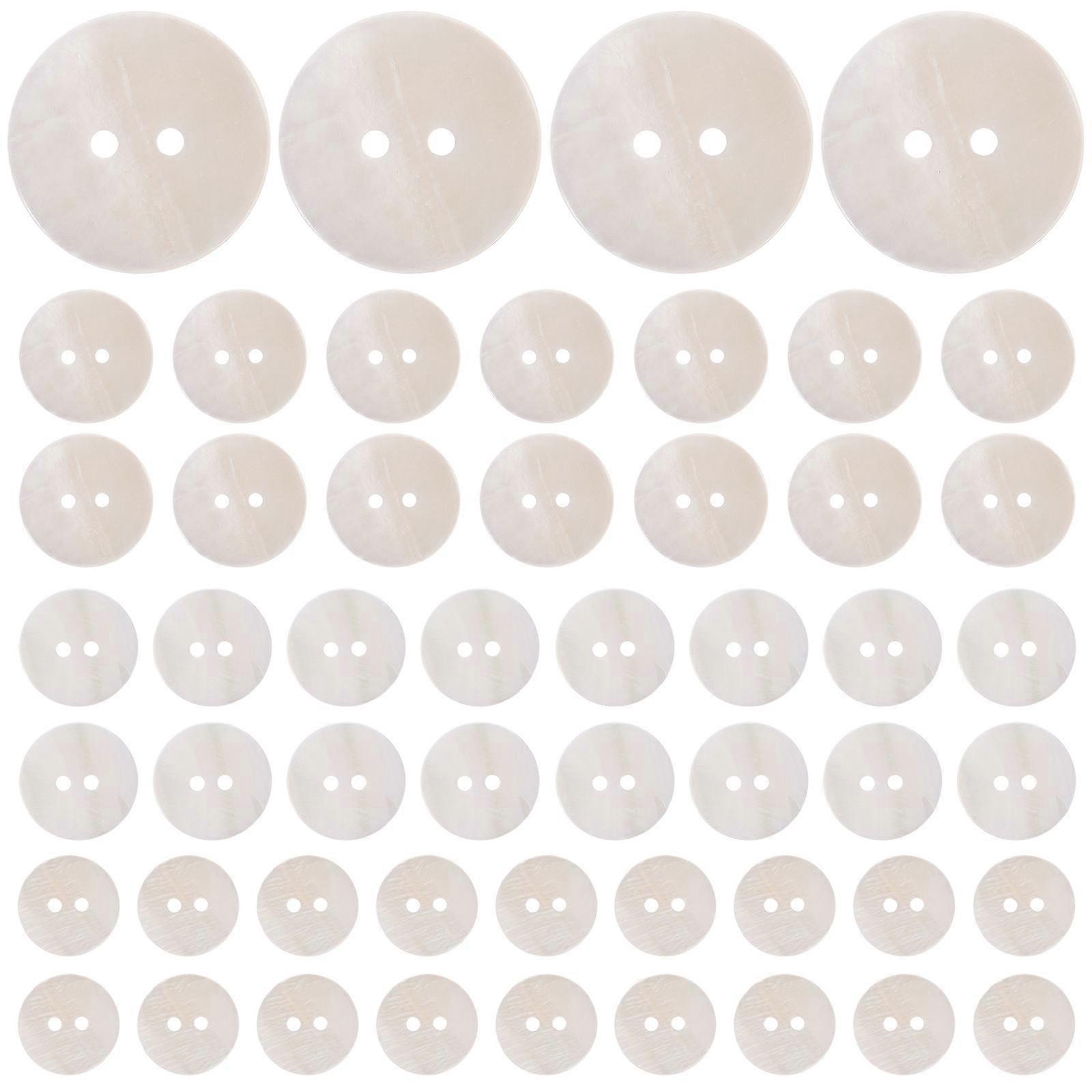 White Shell Buttons for Sewing and DIY Use Fashionable Design with Sewing Holes 60 Pieces