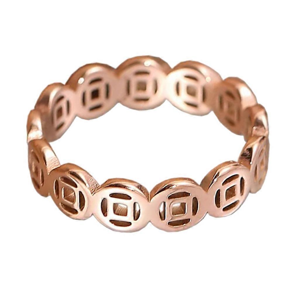 Charming Hollow Copper Coin Ring Statement Ring Jewelry Ideal For Photograph Session 2.2x2.2cm Rose Gold 1Pack