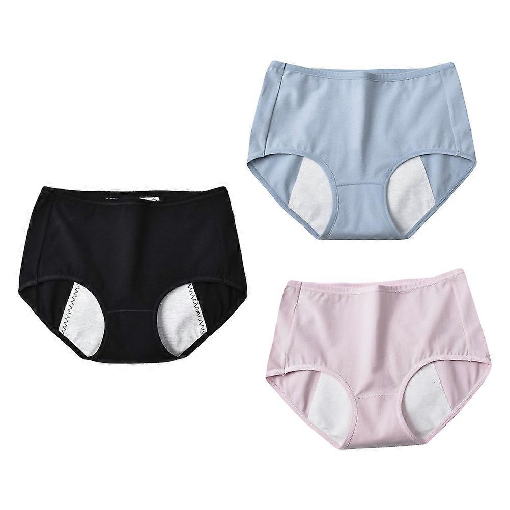 3Set Women Menstruation Underwear Breathable Design Extra Protection Assorted Color Briefs