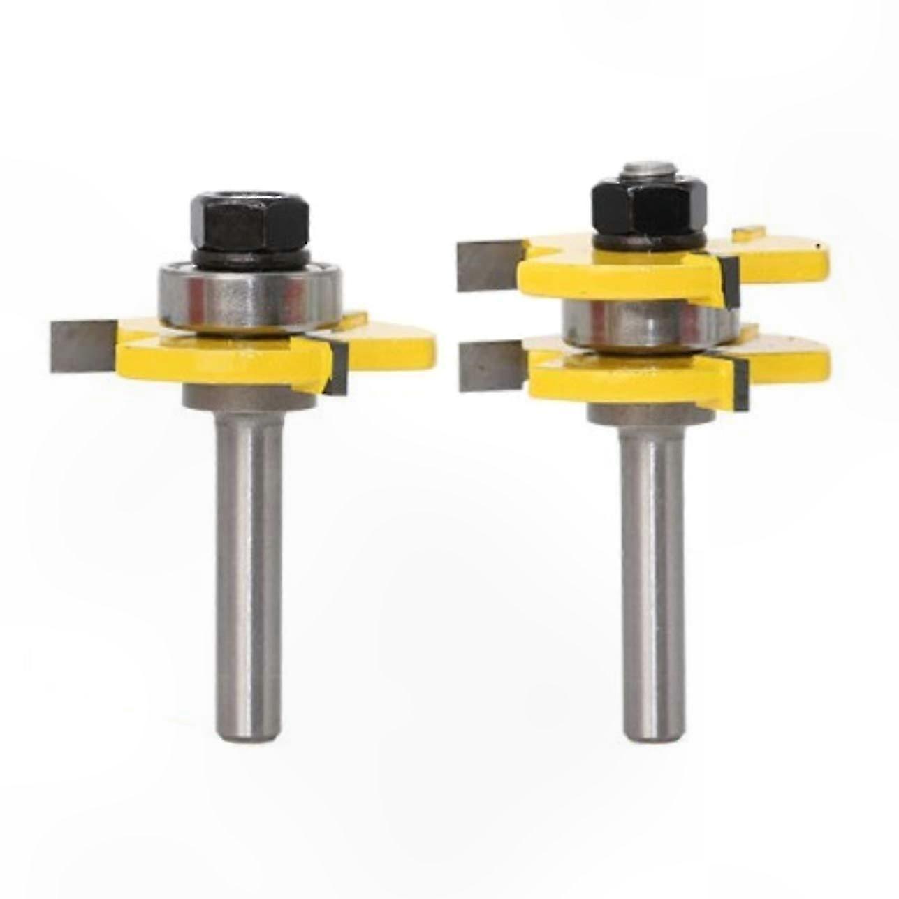 3-Flute T-Shaped Wood Countersink Cutter Set with 8mm Shank for Groove and Tongue Milling in Woodworking Projects