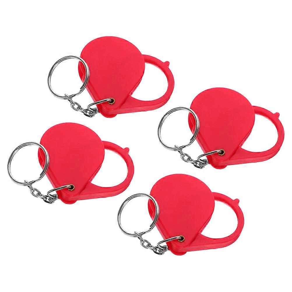 Keychain Magnifier Folding Portable Magnifying Glass for Daily Use 4Pcs Red