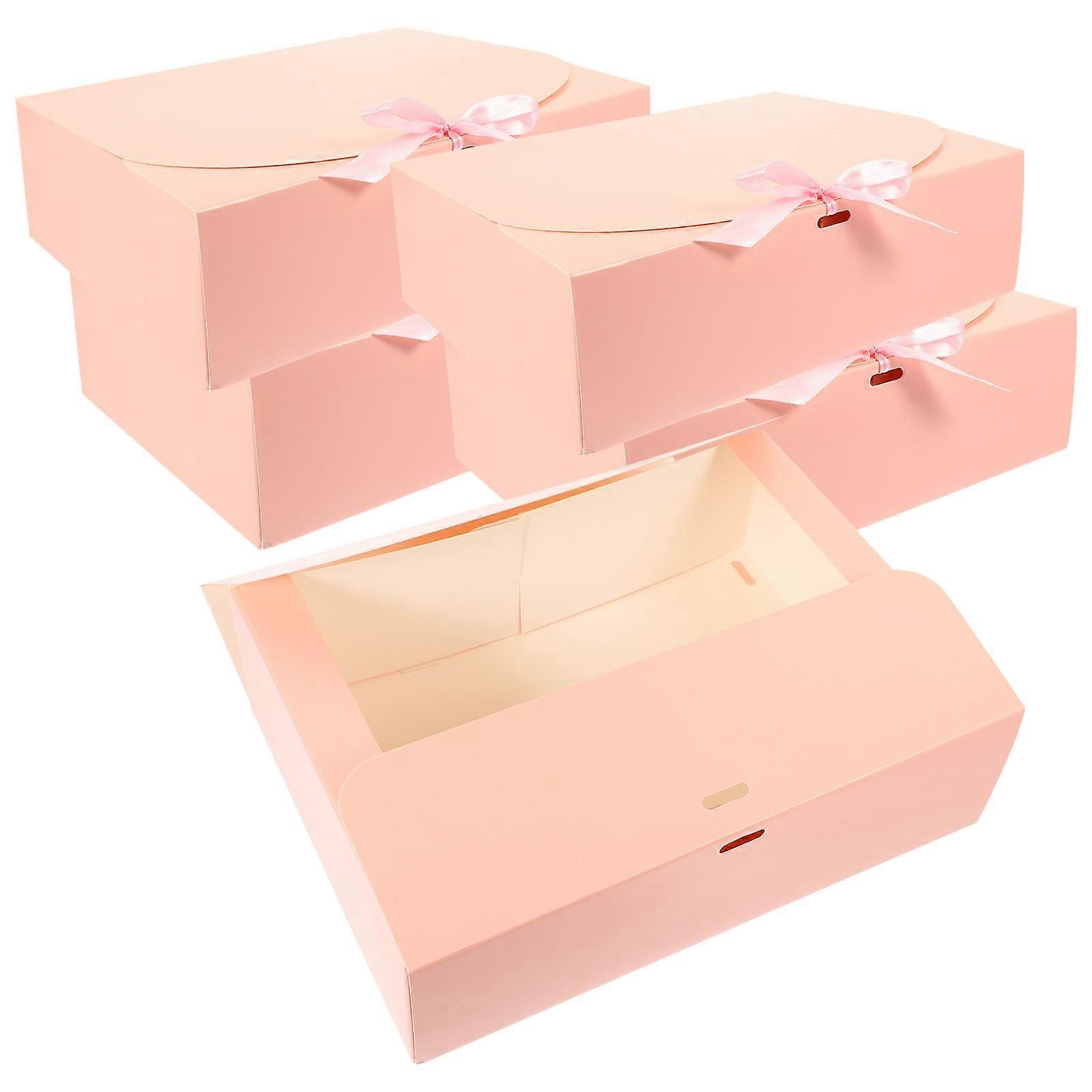 5Pcs Simple Candy Box Gift Case Pink Square Ideal For Thankgiving Graduation Occasions Storage
