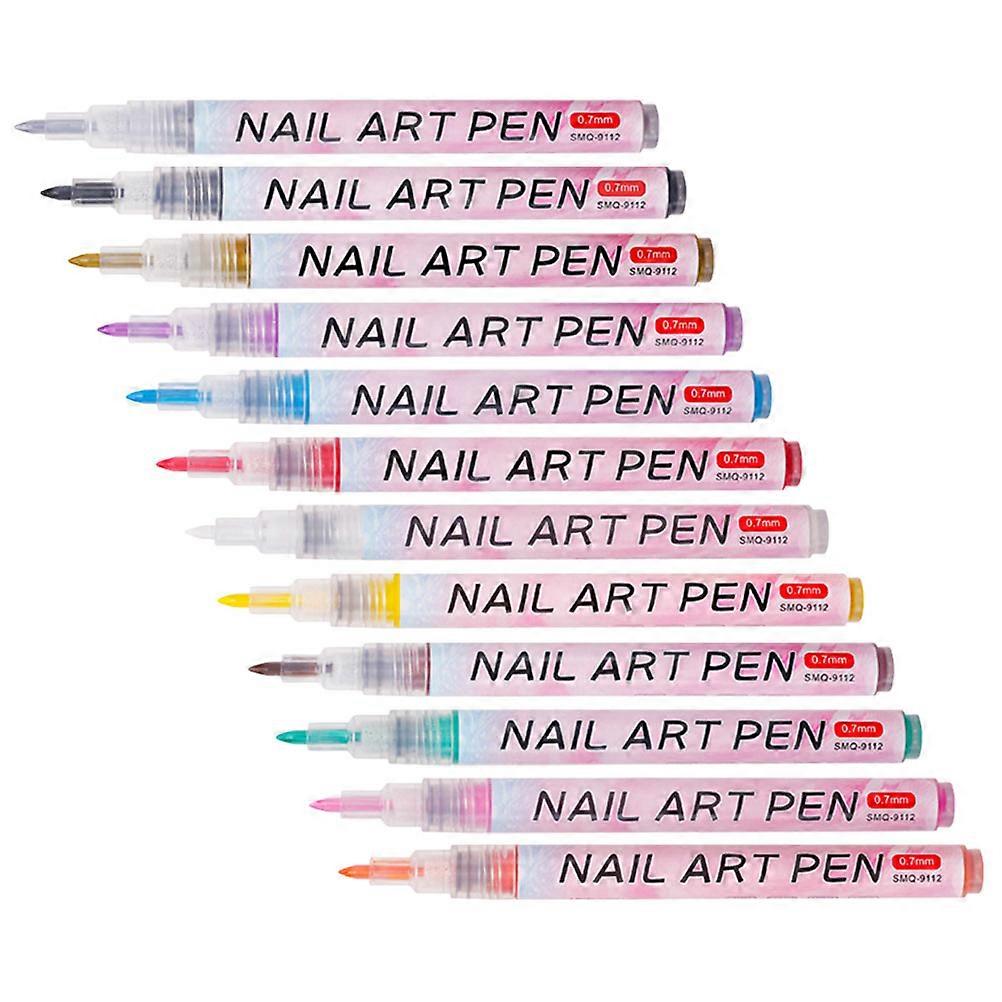 12pcs Nail Art Pens Graffiti Dotting Markers For Creative Nail Designs For Intricate Patterns And Decorations