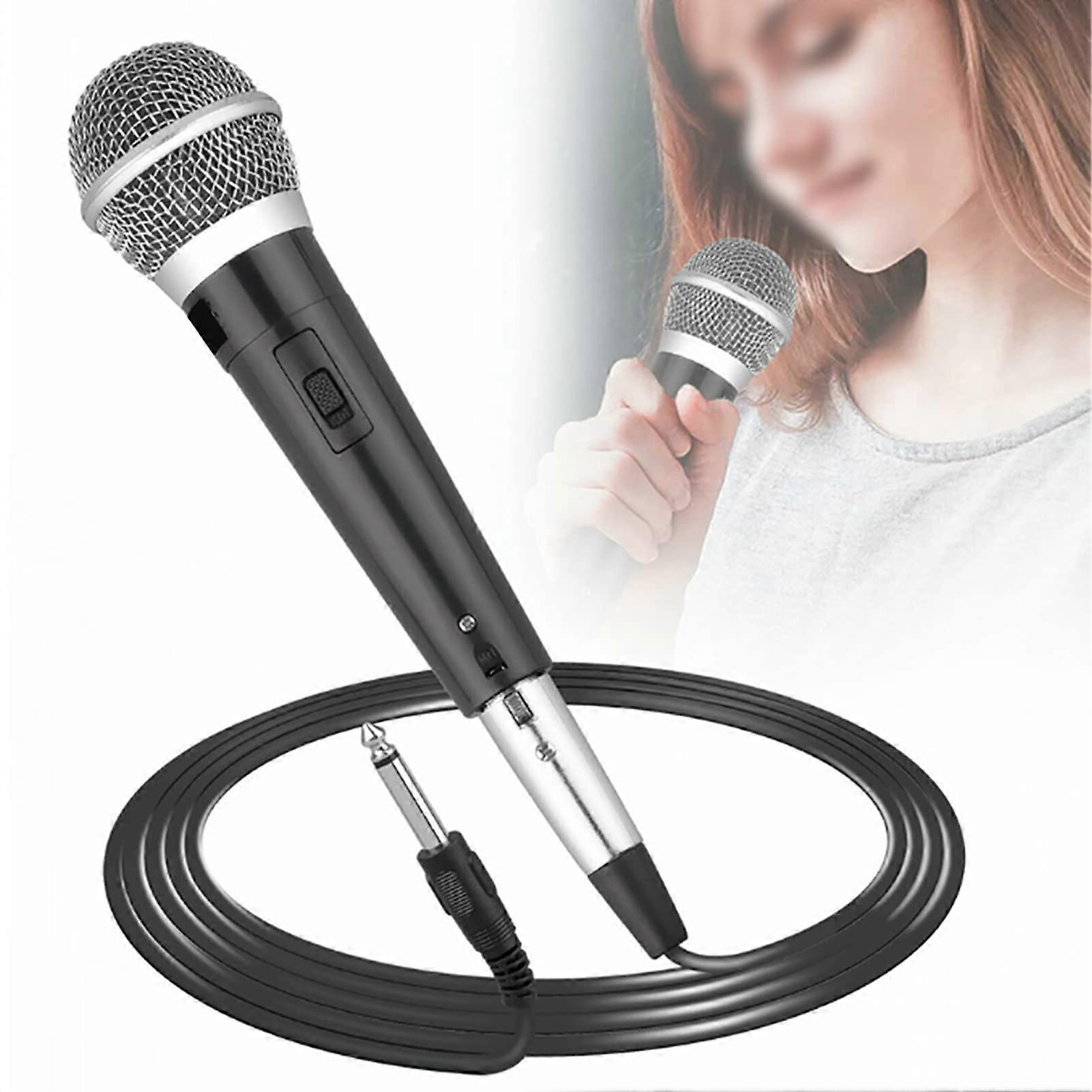 Unidirectional Wired Dynamic Karaoke Microphone, Handheld Vocal Mic for Karaoke Machine, Compatible with Mixer for Speech and Stage