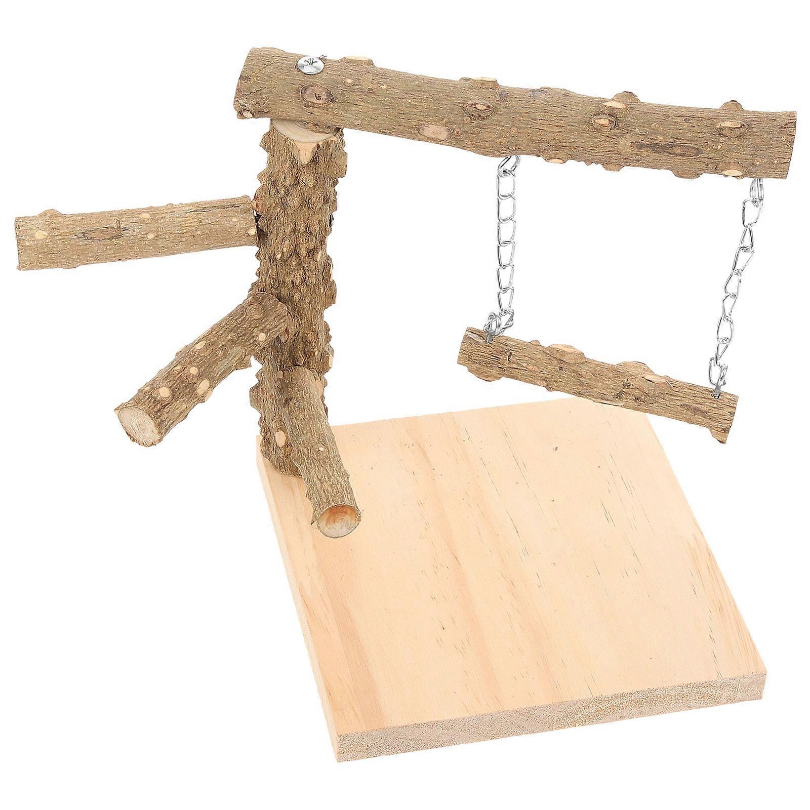 Rectangular Wood Bird Stand And Training Perch For Parrots Indoor Use 1Set