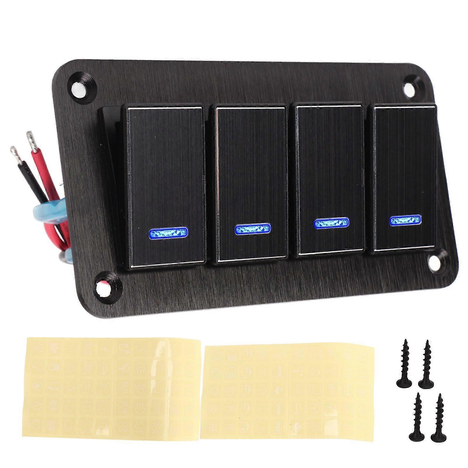 rocker switch panel 4 gang waterproof 3 pin on off
