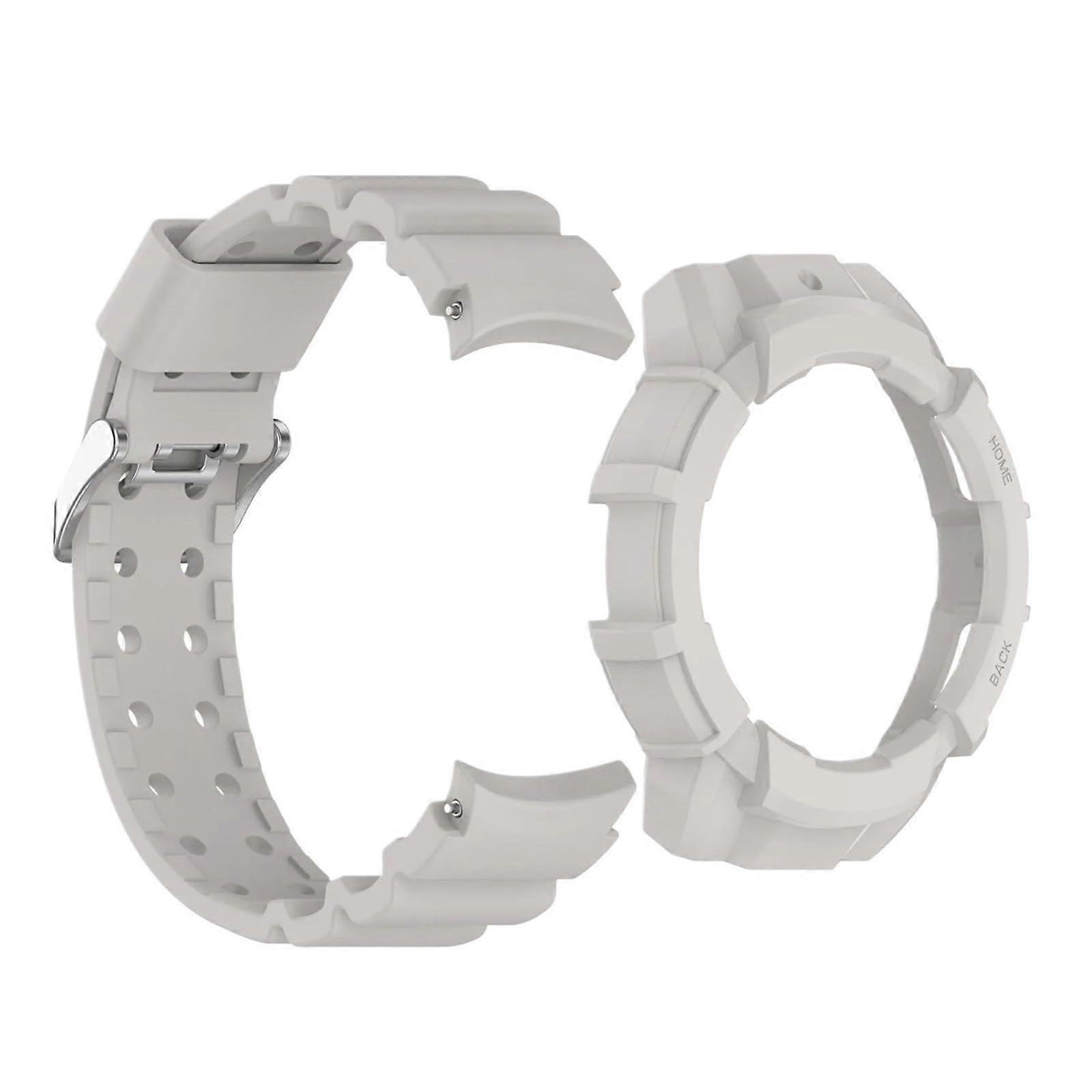 Silicone Case For Galaxy Watch 7 (40mm/44mm) 2-In-1 Armor Shield Grey Band Cover