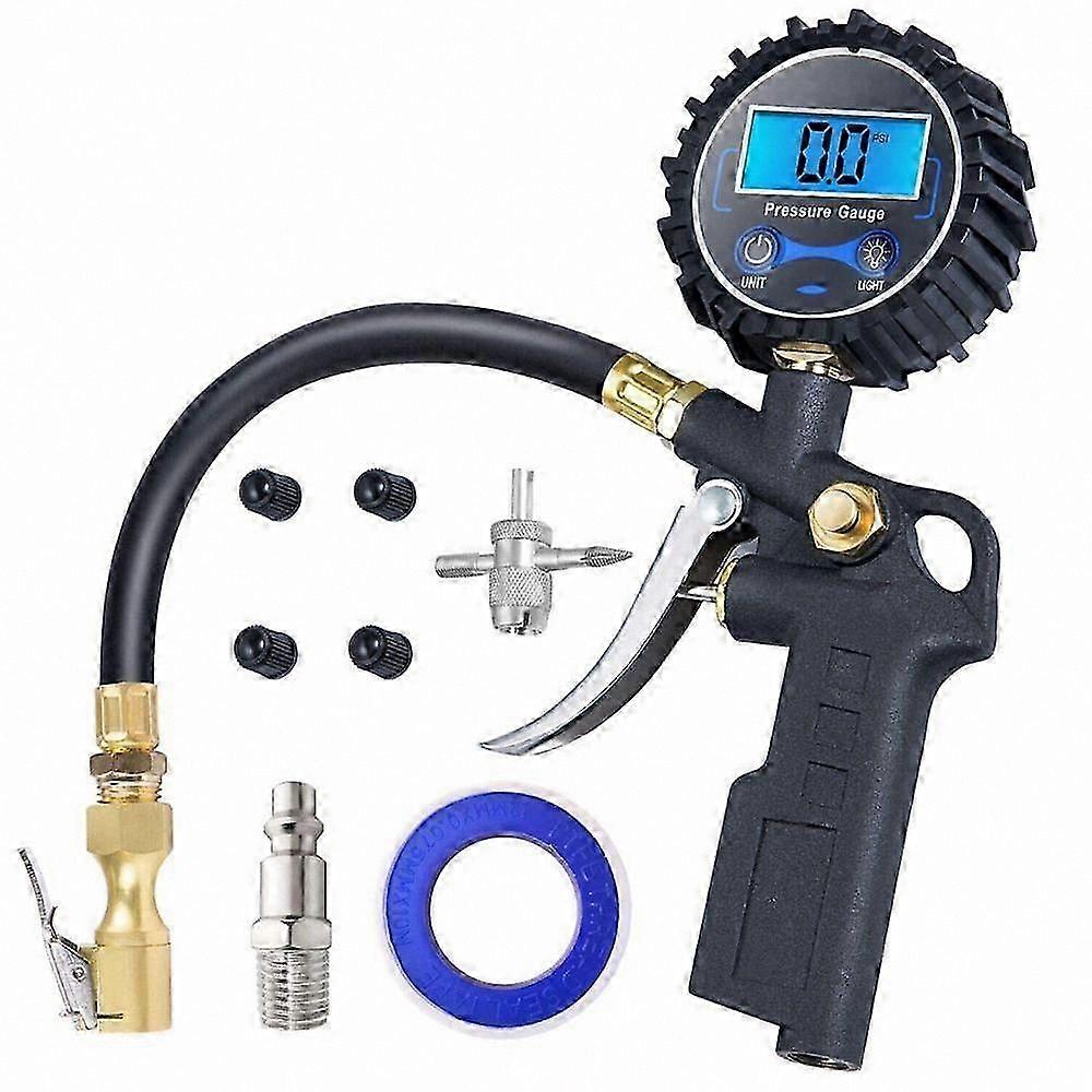 Precision Digital Tire Inflator with Gauge, 250 PSI Capacity, 0.1 Resolution, Air Chuck and Compressor Tool Kit