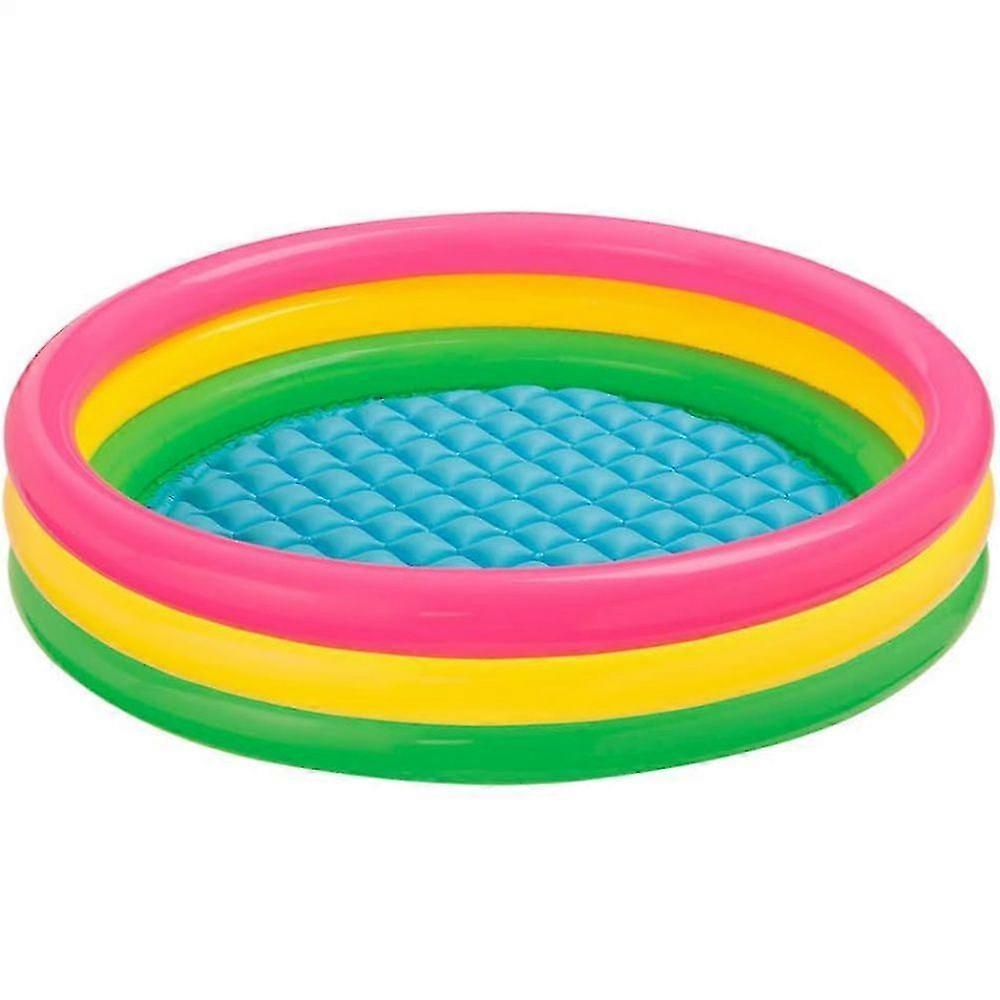 Multicolor Inflatable Kiddie Pool, Easy To Use Summer Fun Set With Durable Plastic Inflatable Floor Pad And Quick Setup For Your Young Swimmers