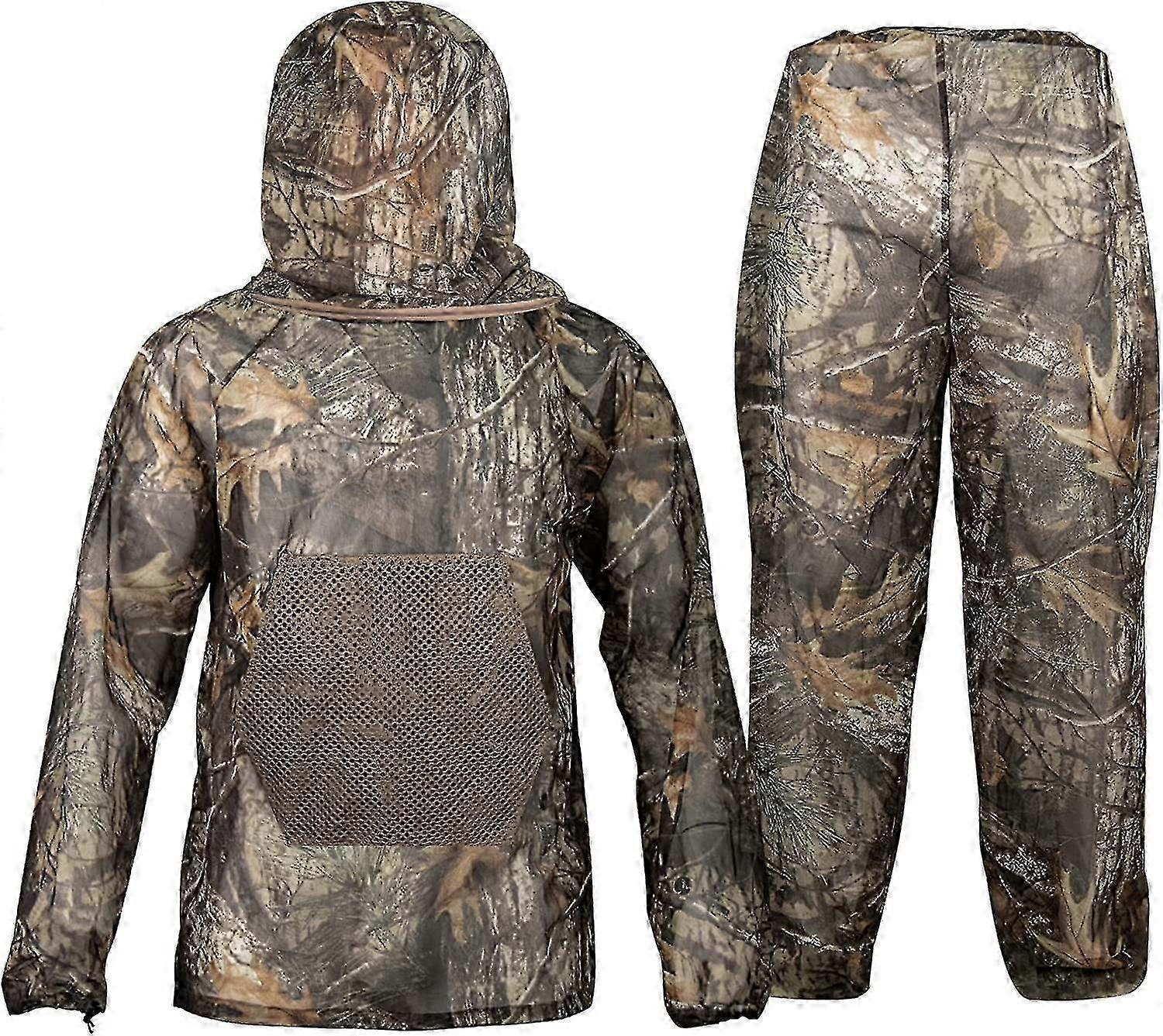 Outdoor Camo Mosquito Net Suit with Hood - Bug Net Clothing for Hunting and Outdoor Activities