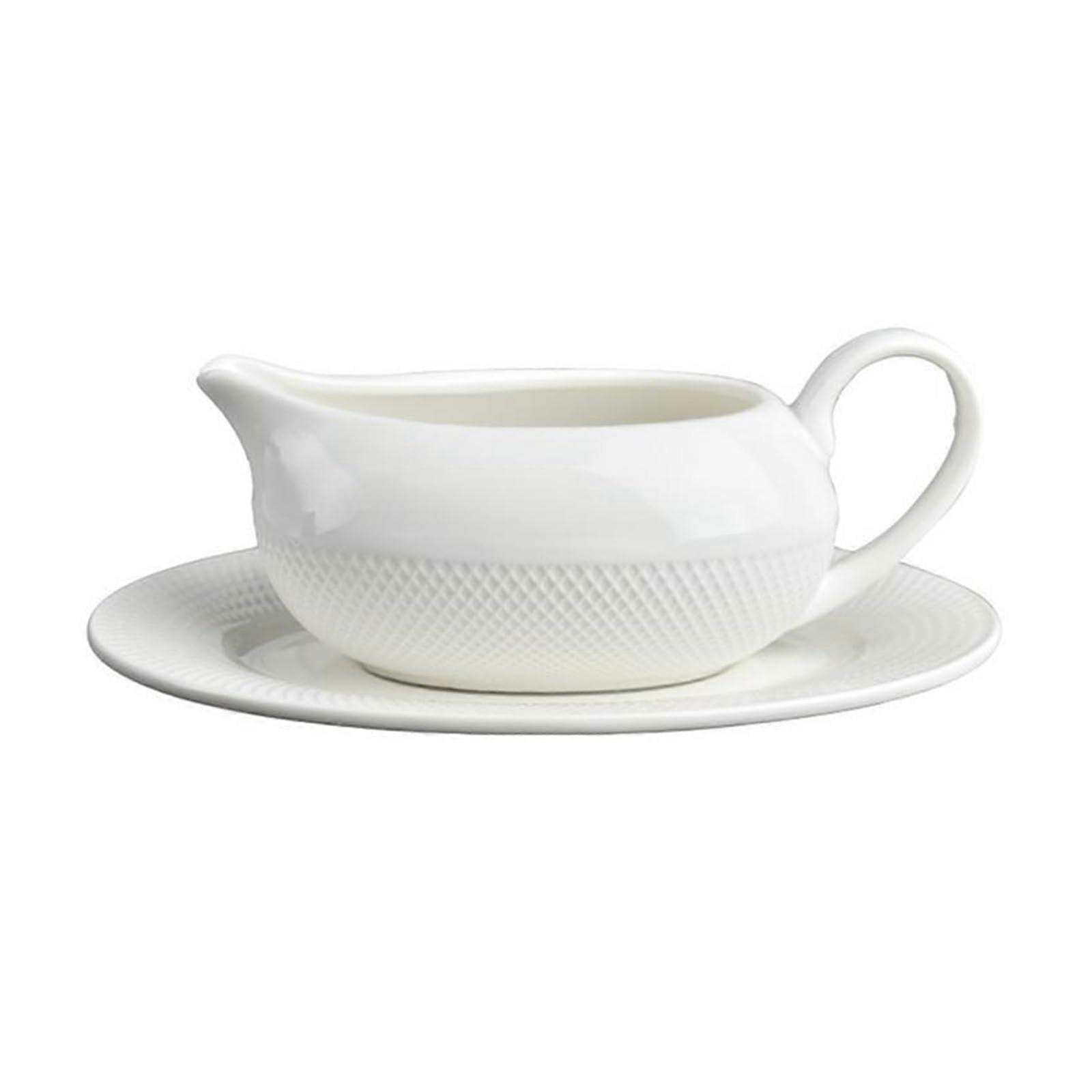 Ceramic milk jug sauce boat with saucer, soy sauce, small bowl, serving bowl