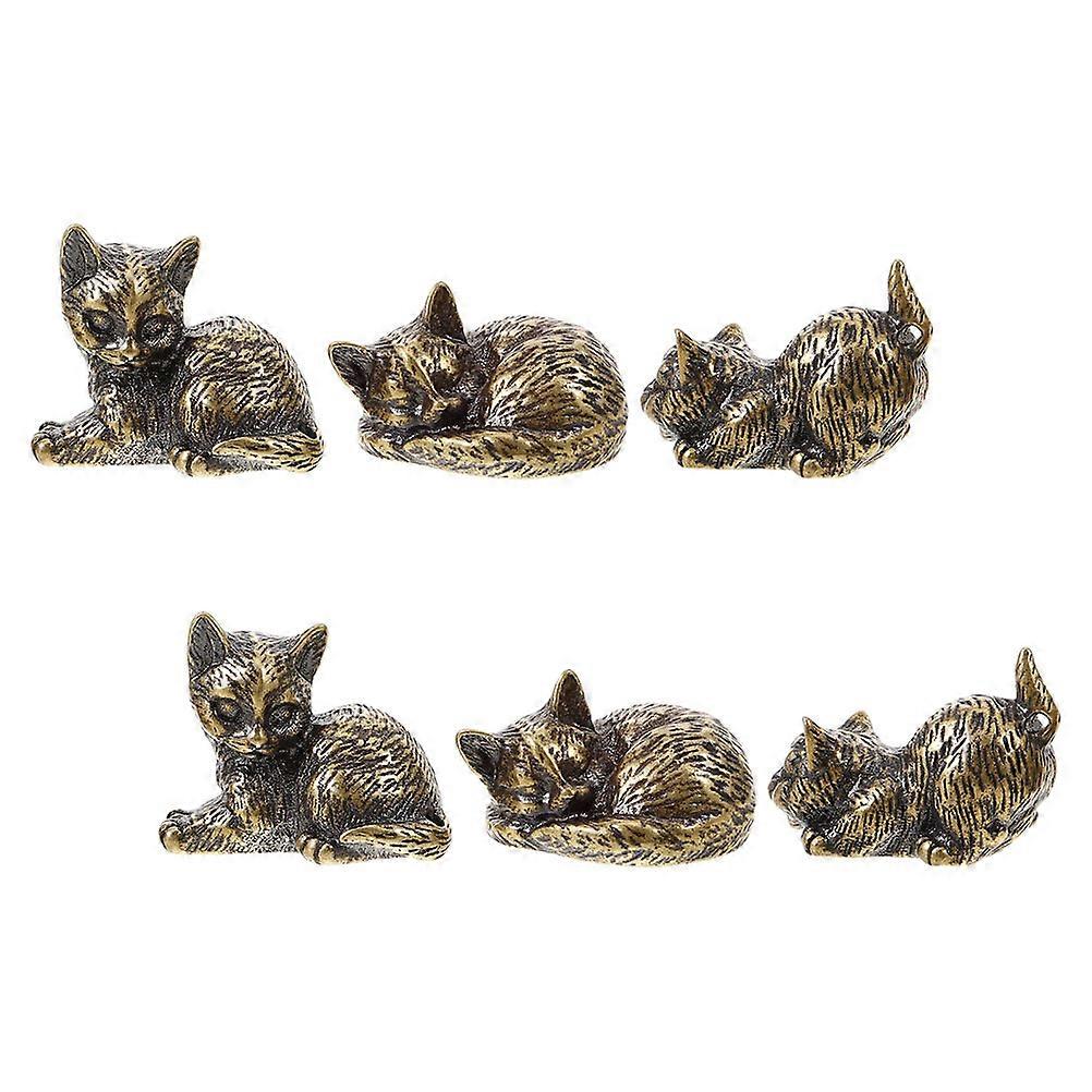 Here's a polished product description for your **6pcs Miniature Cat Figurines**:

 

**6pcs Miniature Cat Figurines – Retro Brass Mini Animal