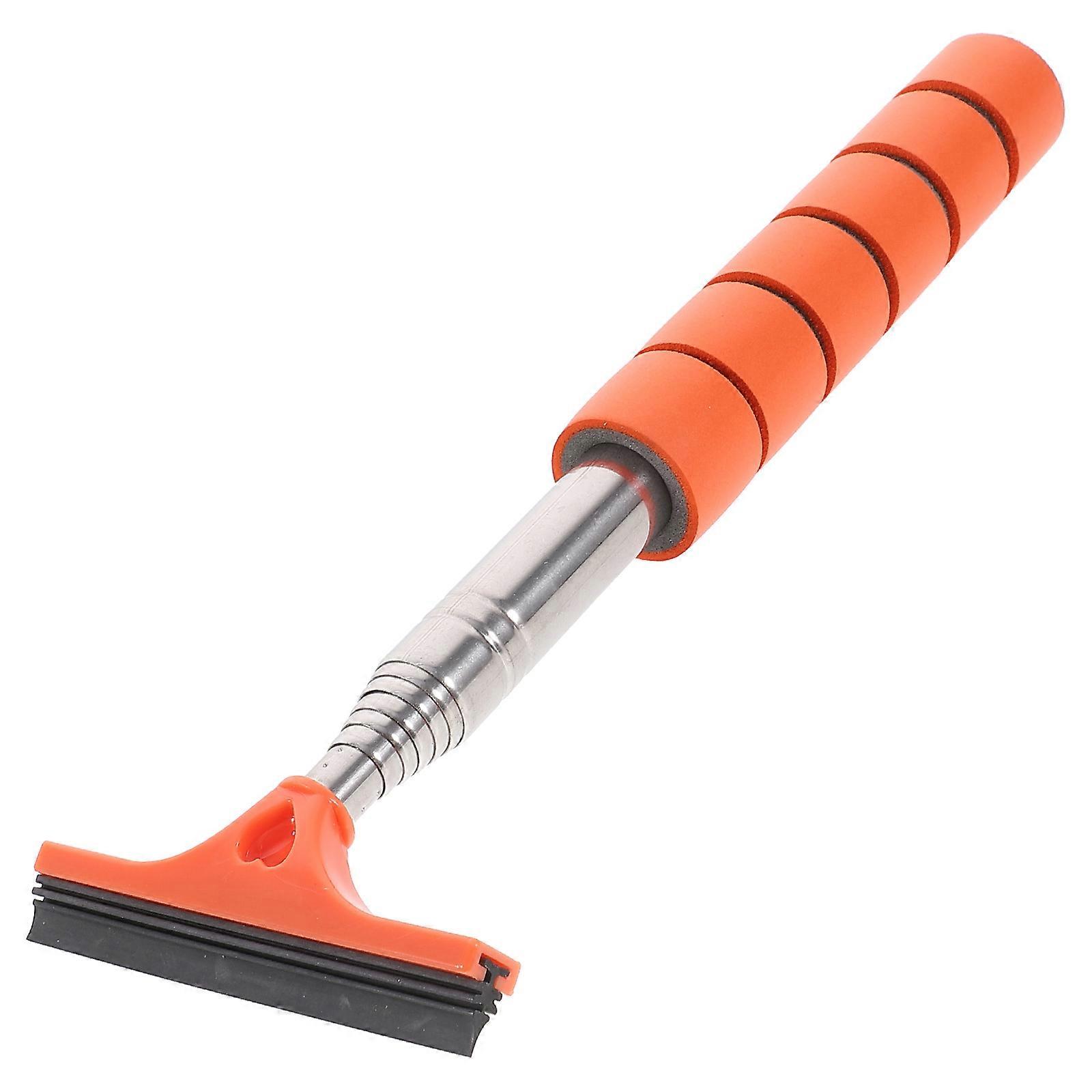 Orange Retractable Car Rearview Mirror Squeegee for Cleaning with Stylish Appearance Fits Multiple