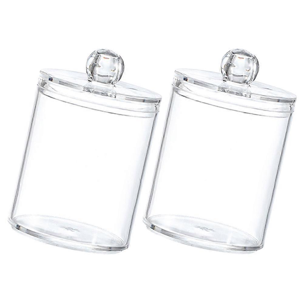 Transparent Storage Jar for Cotton Swabs and Makeup Items 2Pcs Desktop Box for Home Use