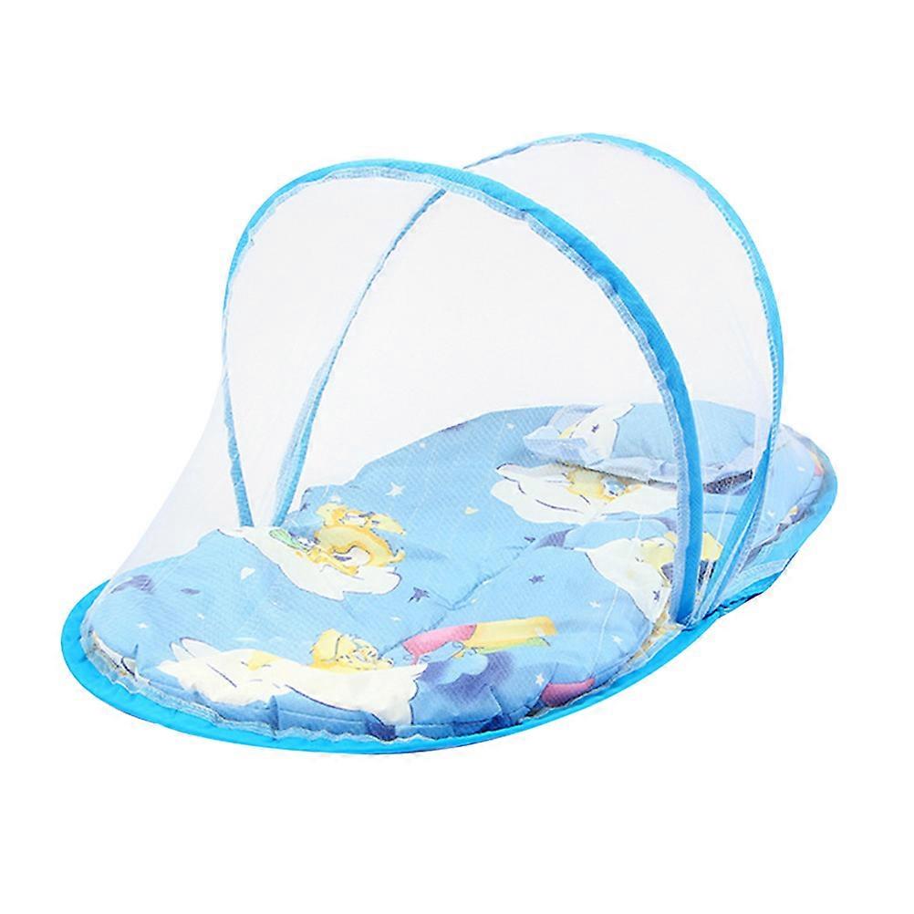 Portable Folding Travel Cot Bed Canopy Net Tent For Home Use Boys And Girls Blue 1Pack