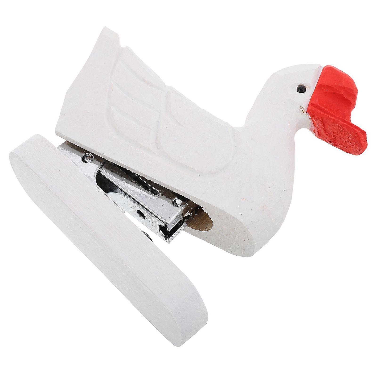 It sounds like you're describing or promoting a **funny and creative wooden stapler** designed in the shape of a **white goose**—a unique and stylish