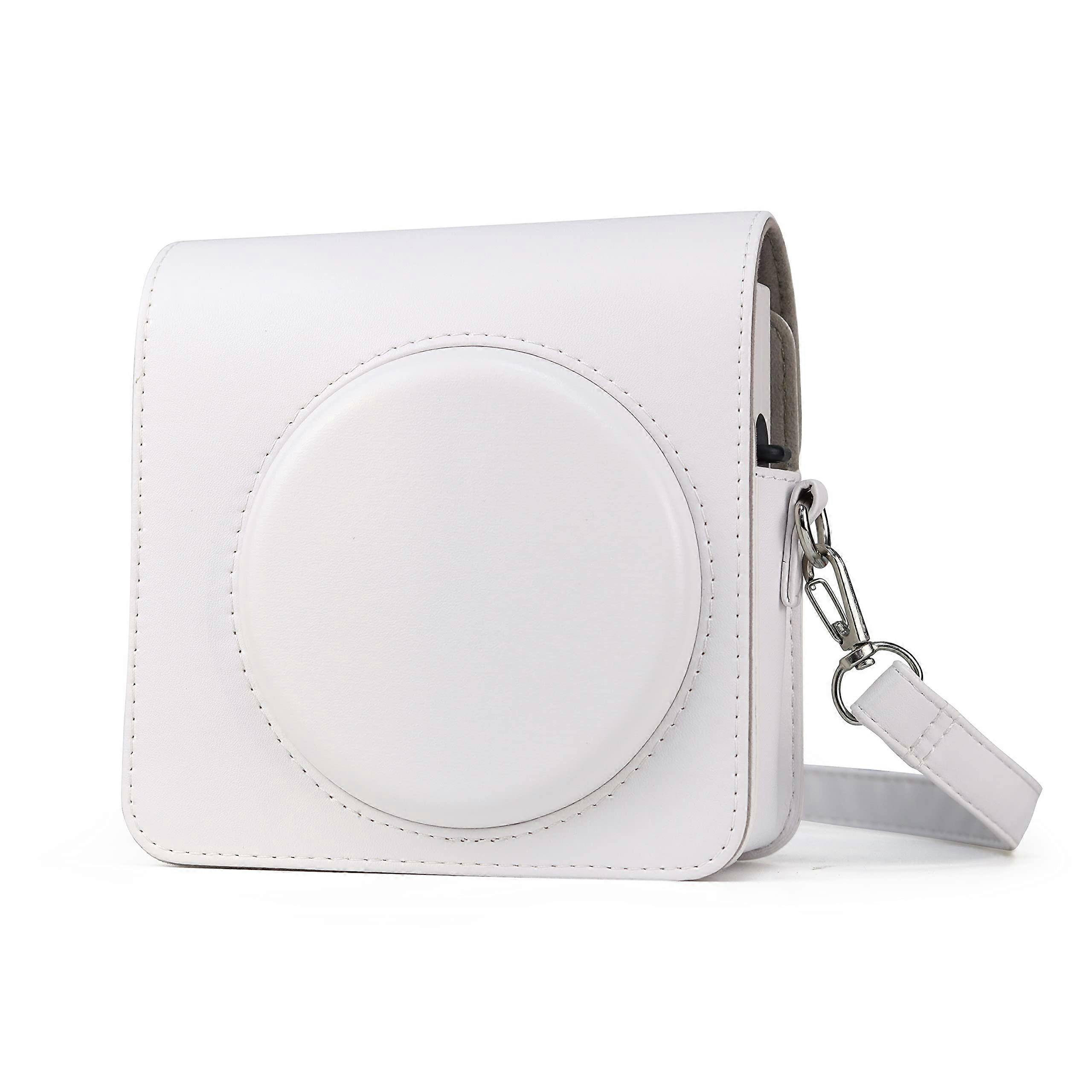 Square SQ1 Case, Leather Protective Case for Fujifilm Instax Square SQ1 Camera Crystal Hard Shell Cover with Shoulder Strap, White, camera case