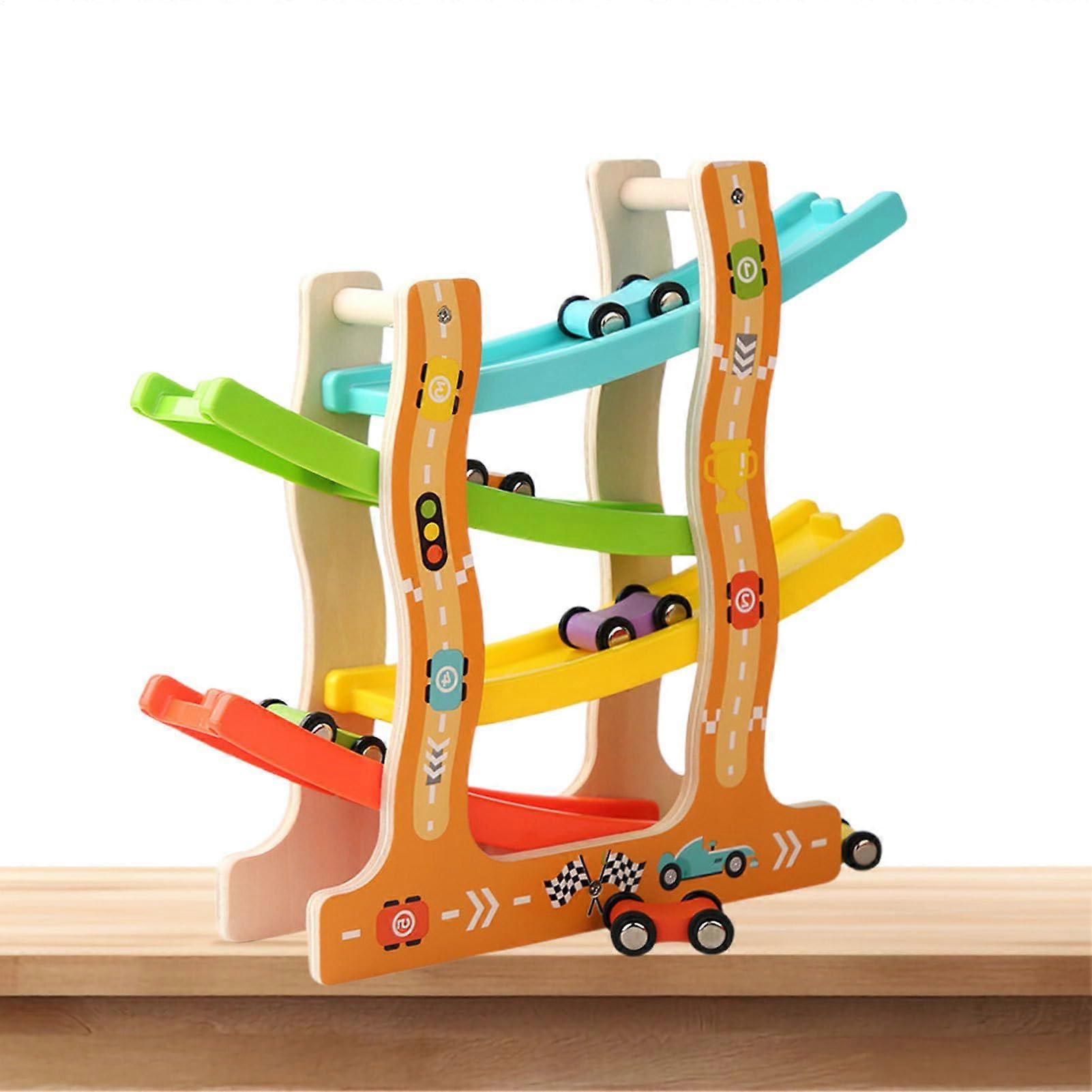 Car Ramp Toy Sturdy Vehicle Race Set Educational Motor Skill Builder Gliding Track Kit 11.81 x 10.24 x 2.76 In